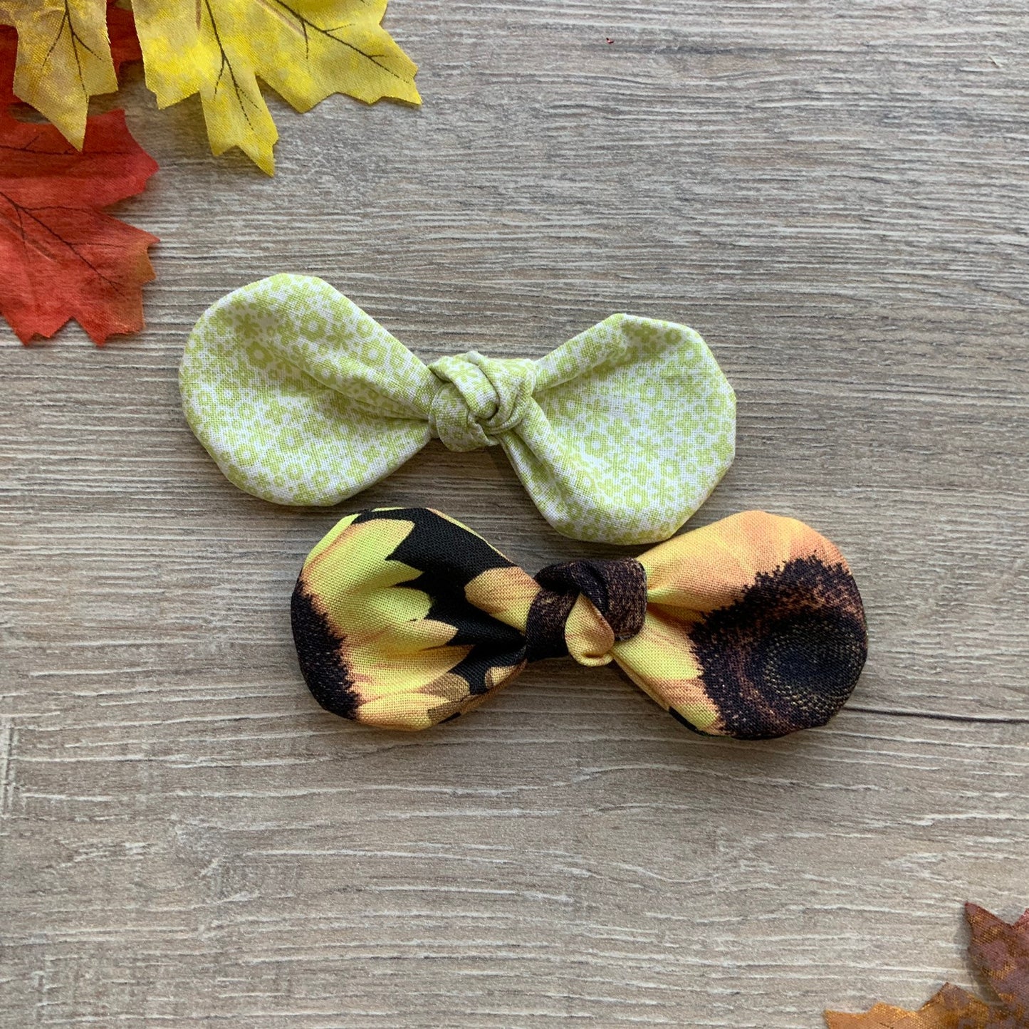 Sunflower Dog Bow Clip, Fall Harvest, Cotton Hair Bow