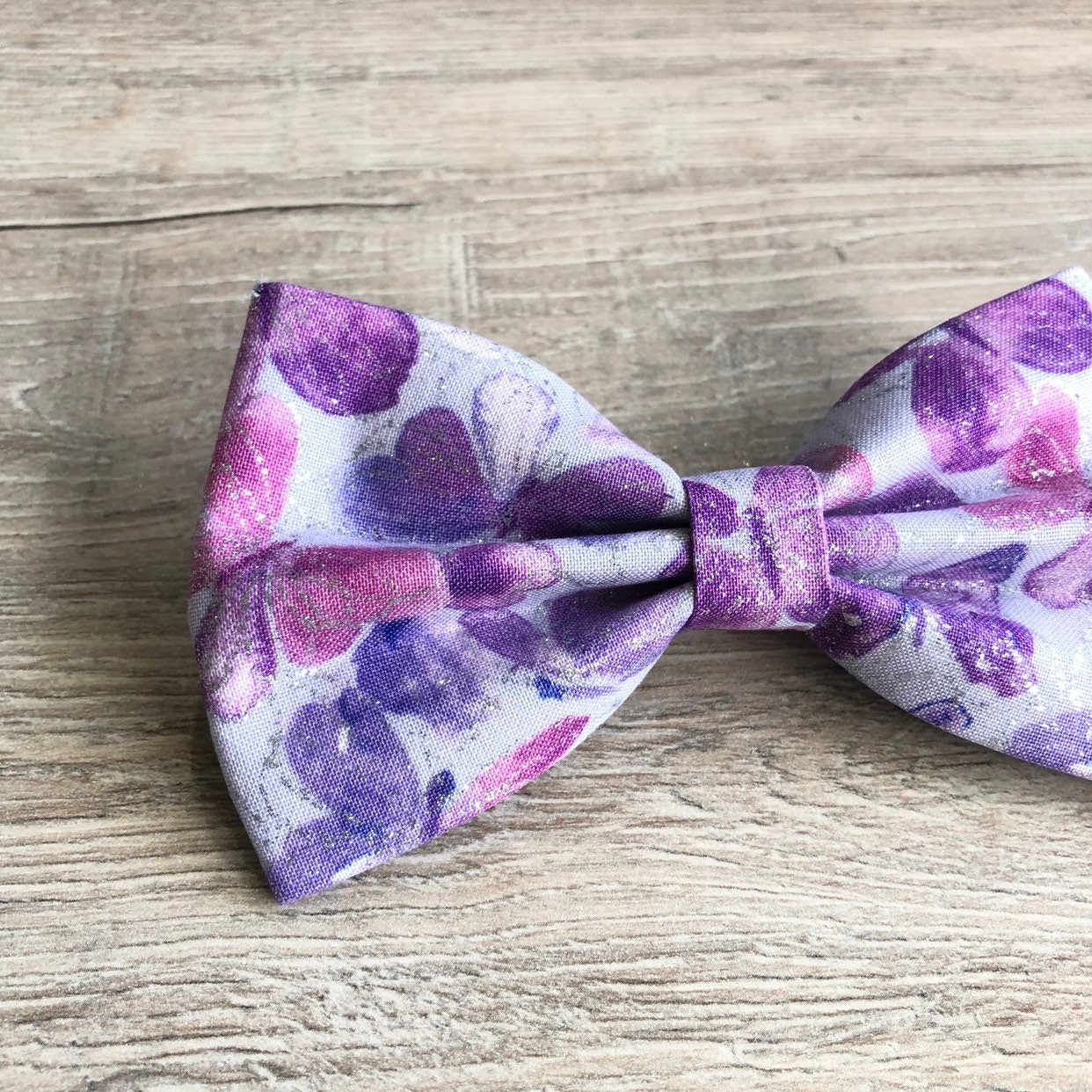 Butterflies Glitter Purple Dog Bowtie