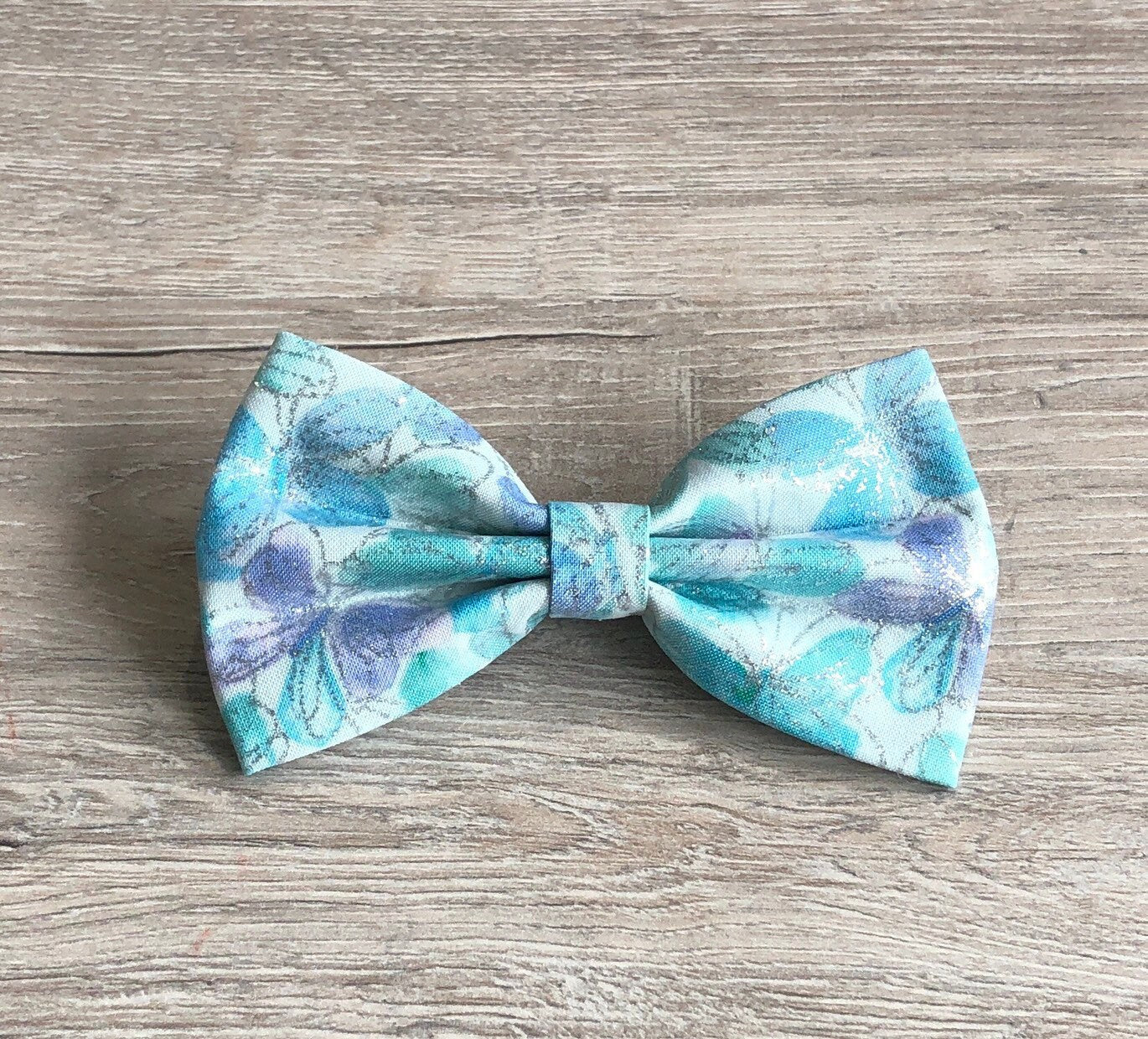 Butterflies Glitter Blue Dog Bowtie