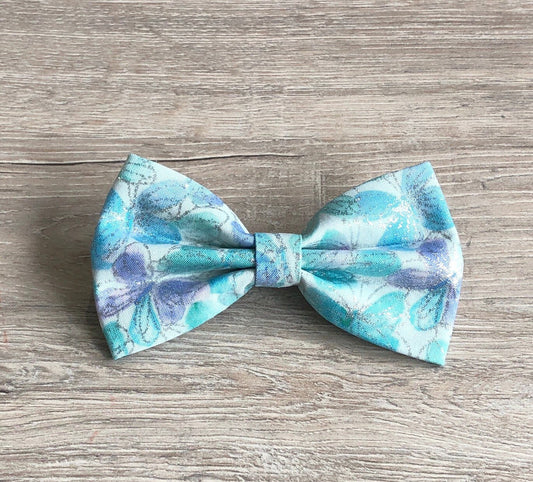 Butterflies Glitter Blue Dog Bowtie