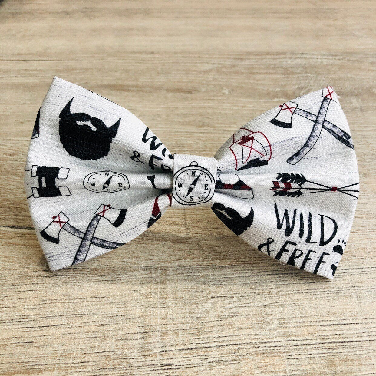 Wild & Free Camping Dog Bow Tie, Outdoor Adventure Pet Collar