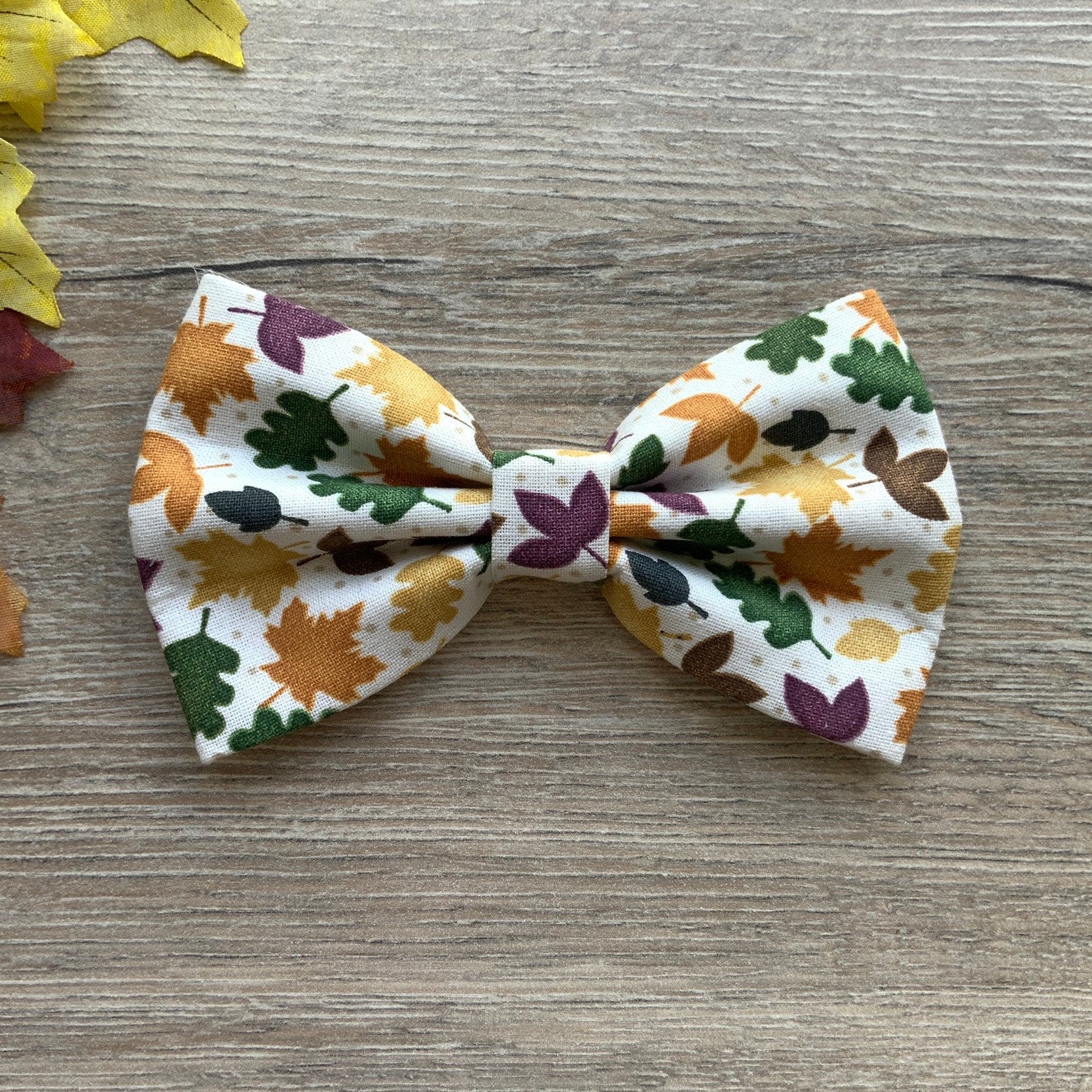 Fall Leaves Dog Bowtie, Adjustable Pet Collar Accessory