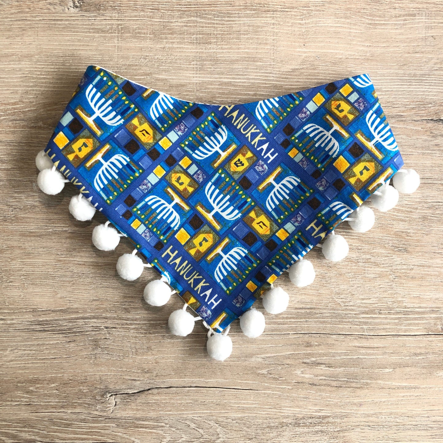 New! Hanukkah Dog Bandana, Blue, Reversible dog Bandana, dog bandana, puppy dog bandana, over the collar, tie on bandana