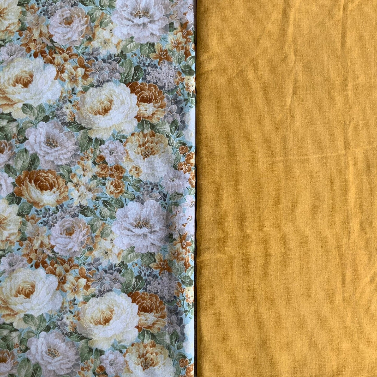 Floral Dog Bandana, Cream & Yellow, Reversible Pet Scarf