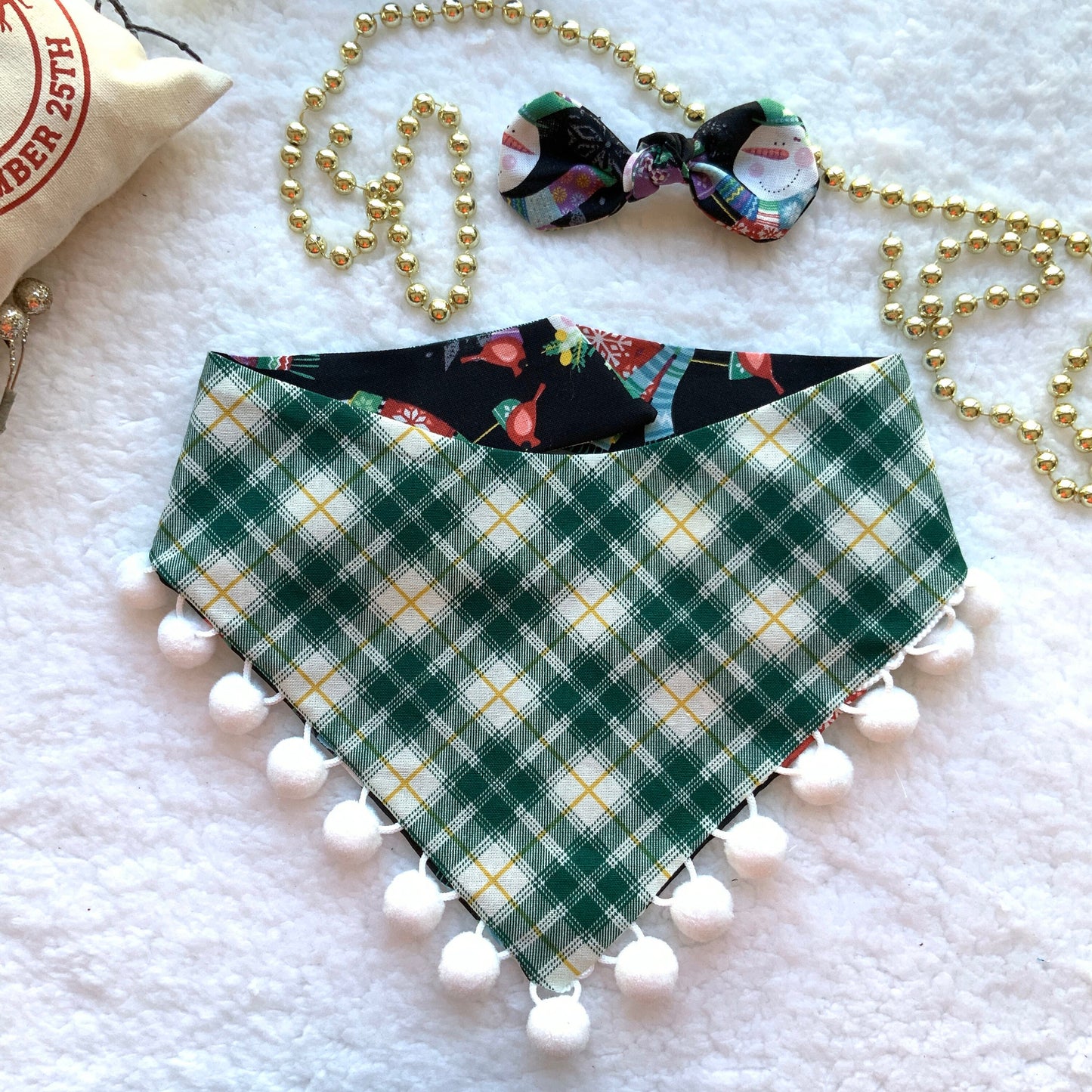 Christmas Dog Bandana, Snowman ugly sweater