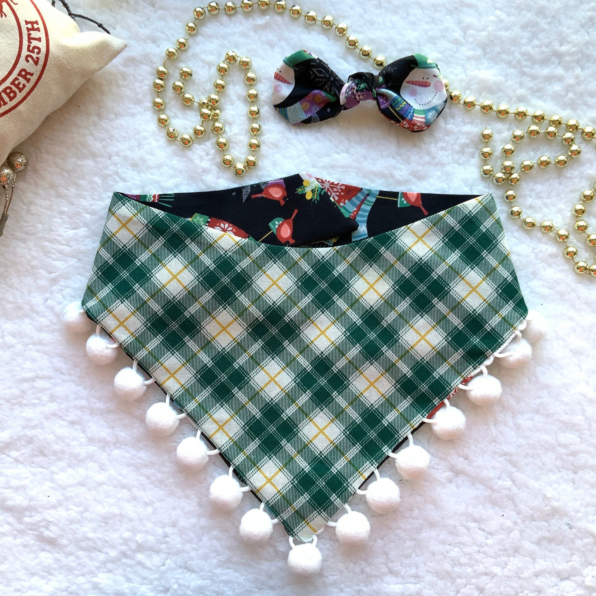 Christmas Dog Bandana, Snowman ugly sweater
