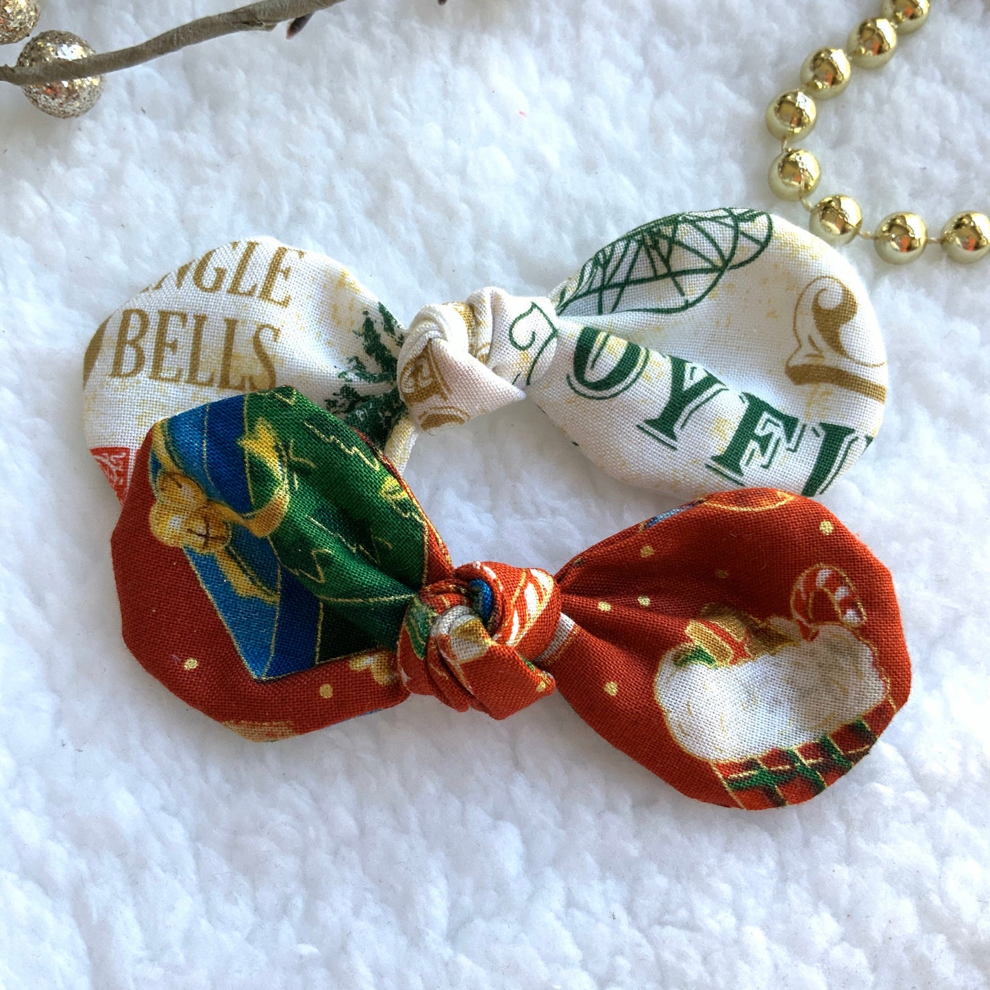 Christmas Dog Hair Bow Clip, Holiday Cotton Pet Bow