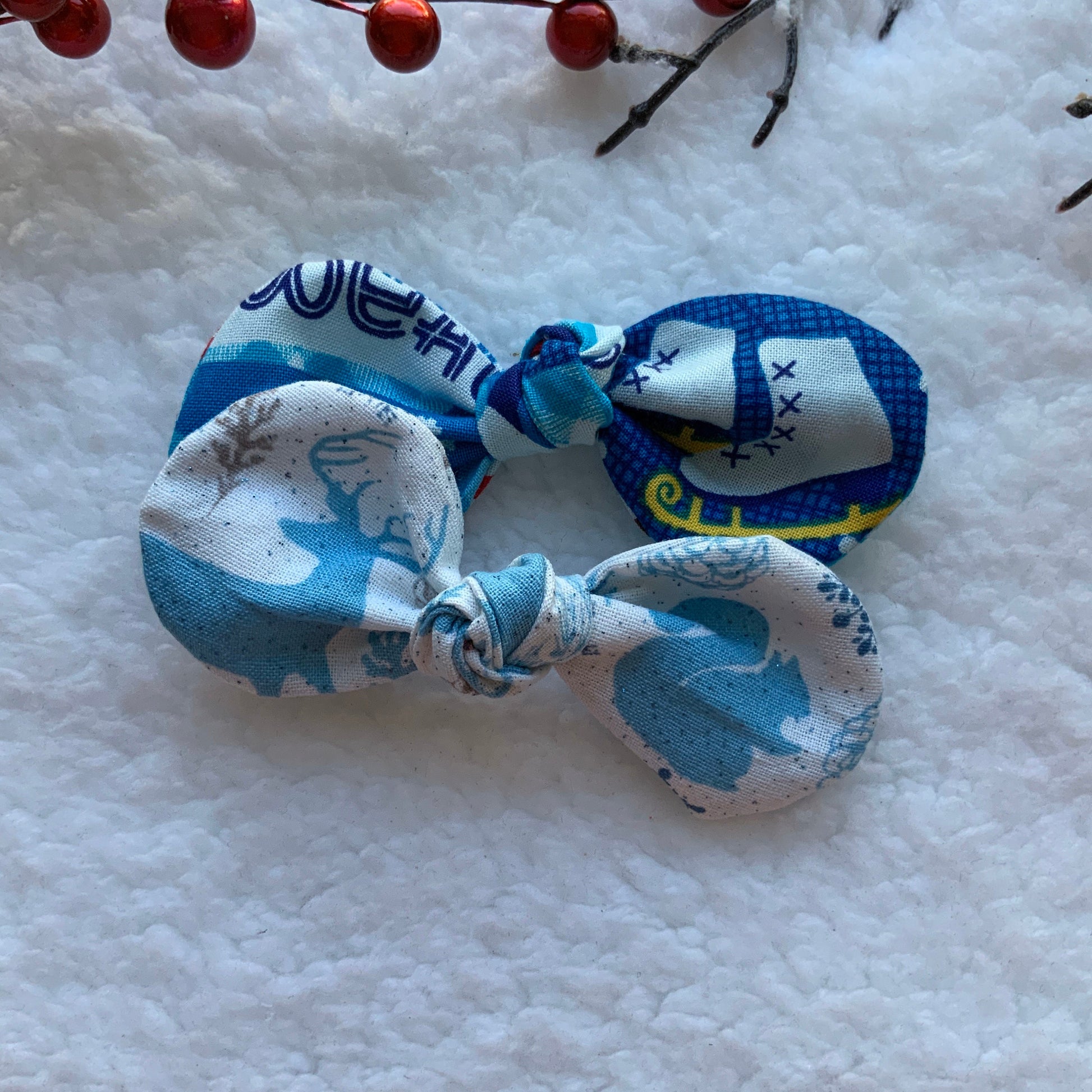 Christmas Dog hair bow, white snow