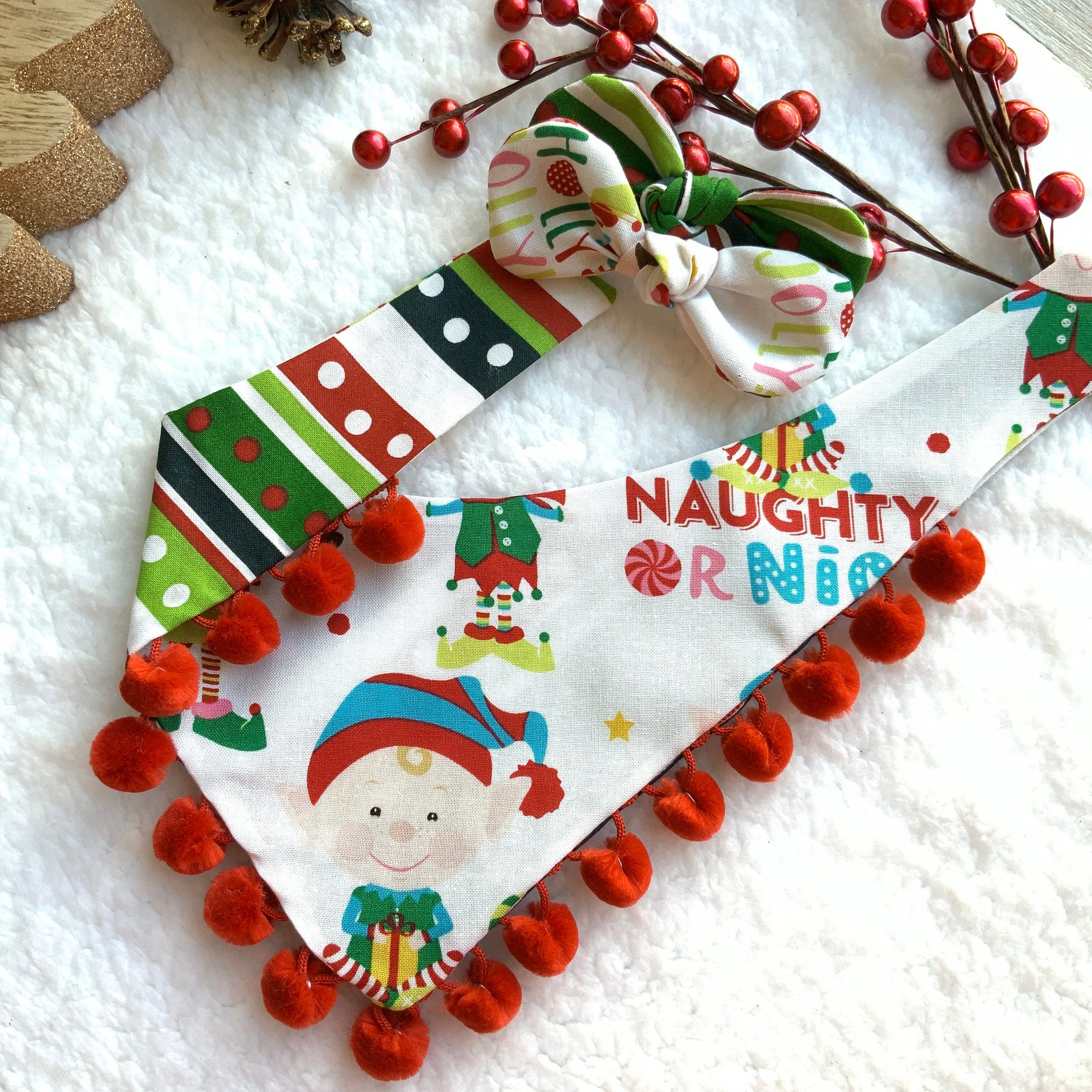 Christmas Dog Hair Bow Clip, Holiday Cotton Bow