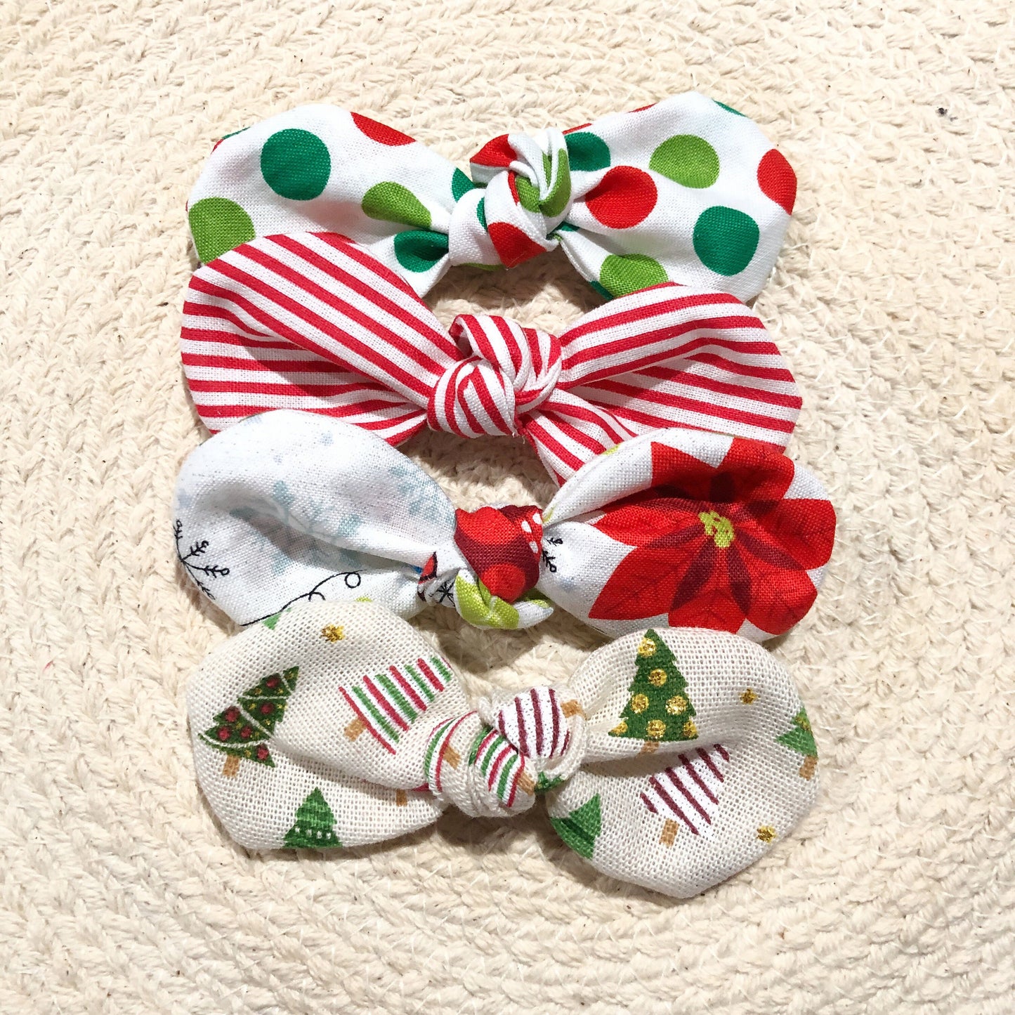 Christmas Dog Bow Clip, Holiday Cotton Hair Accessory