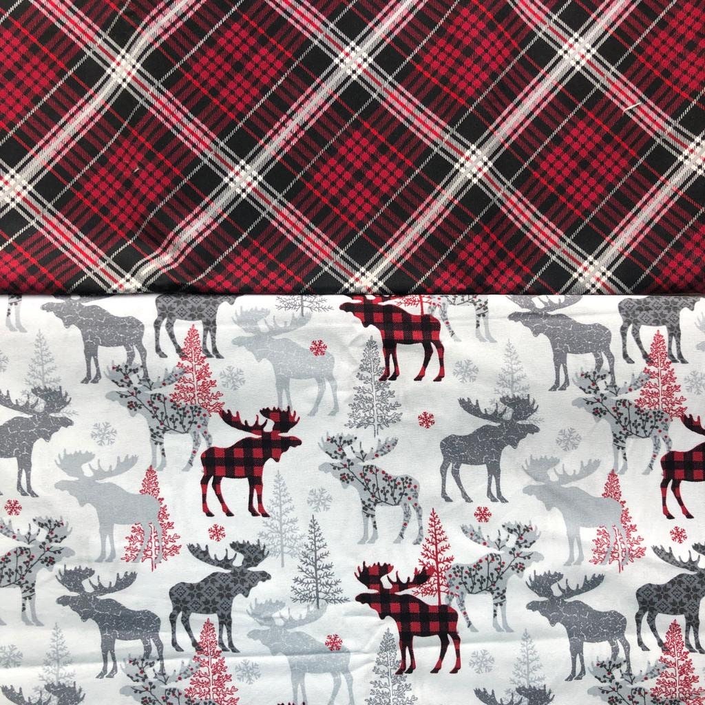 New! Christmas Dog Bandana, buffalo moose, Reversible dog Bandana, dog bandana, puppy dog bandana, over the collar, tie on bandana