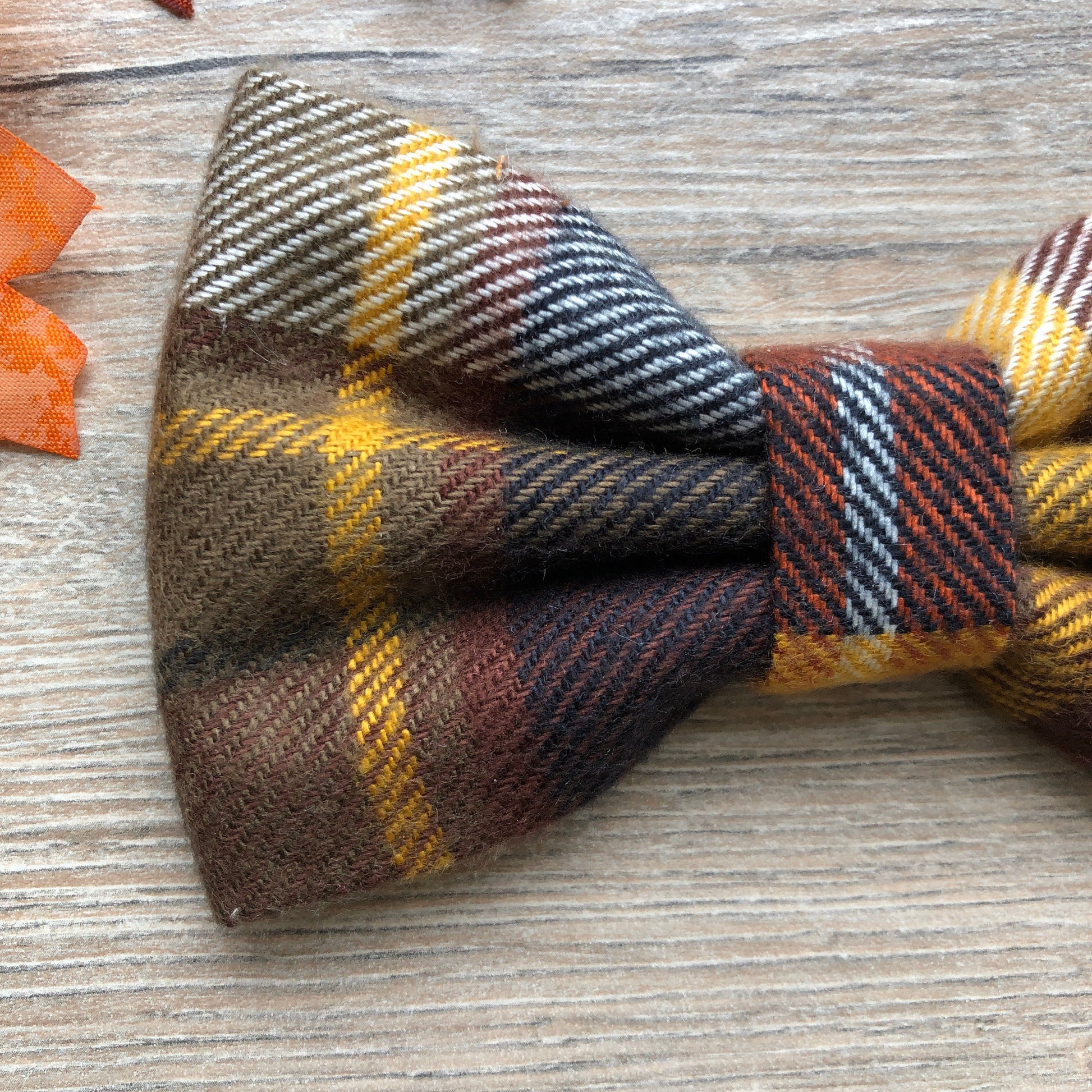 Flannel Plaid Dog Bowtie, Autumn Pet Collar Accessory