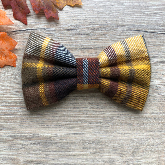 Flannel Plaid Dog Bowtie, Autumn Pet Collar Accessory