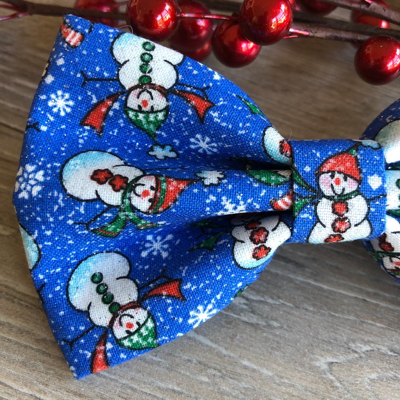 Blue Tiny Snowman bowtie