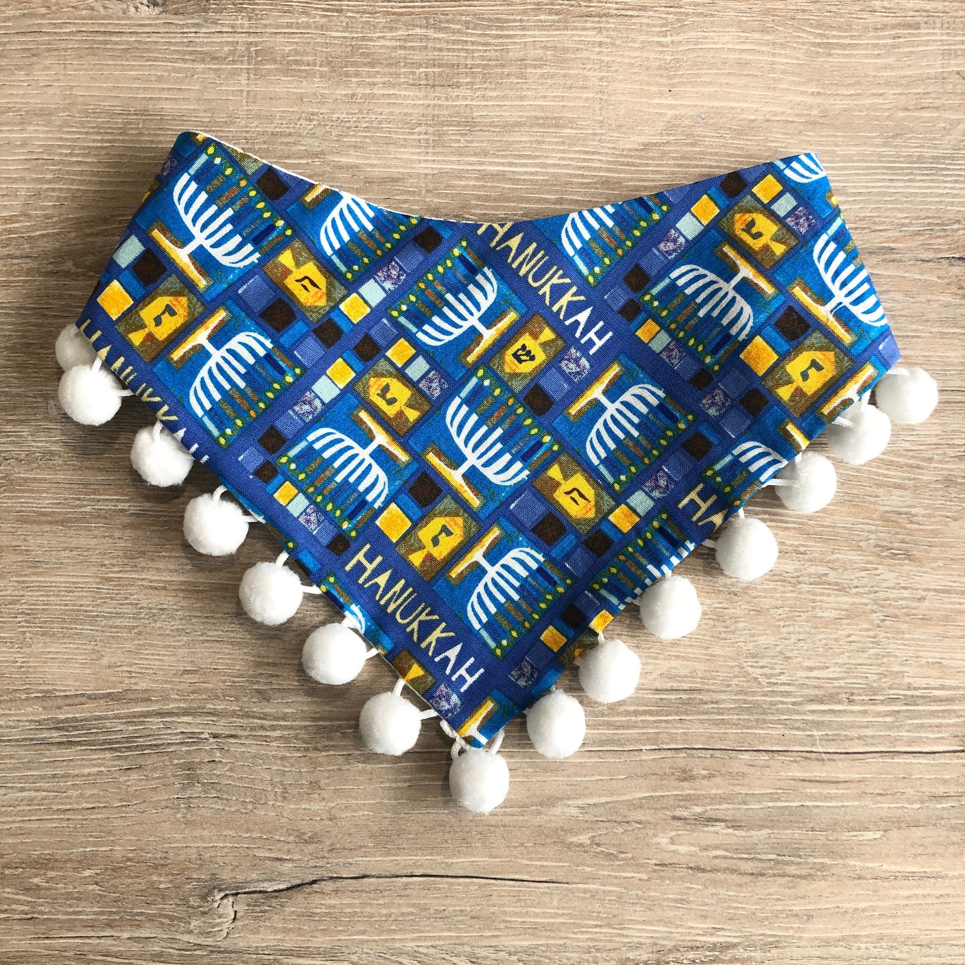 New! Hanukkah Dog Bandana, Blue, Reversible dog Bandana, dog bandana, puppy dog bandana, over the collar, tie on bandana