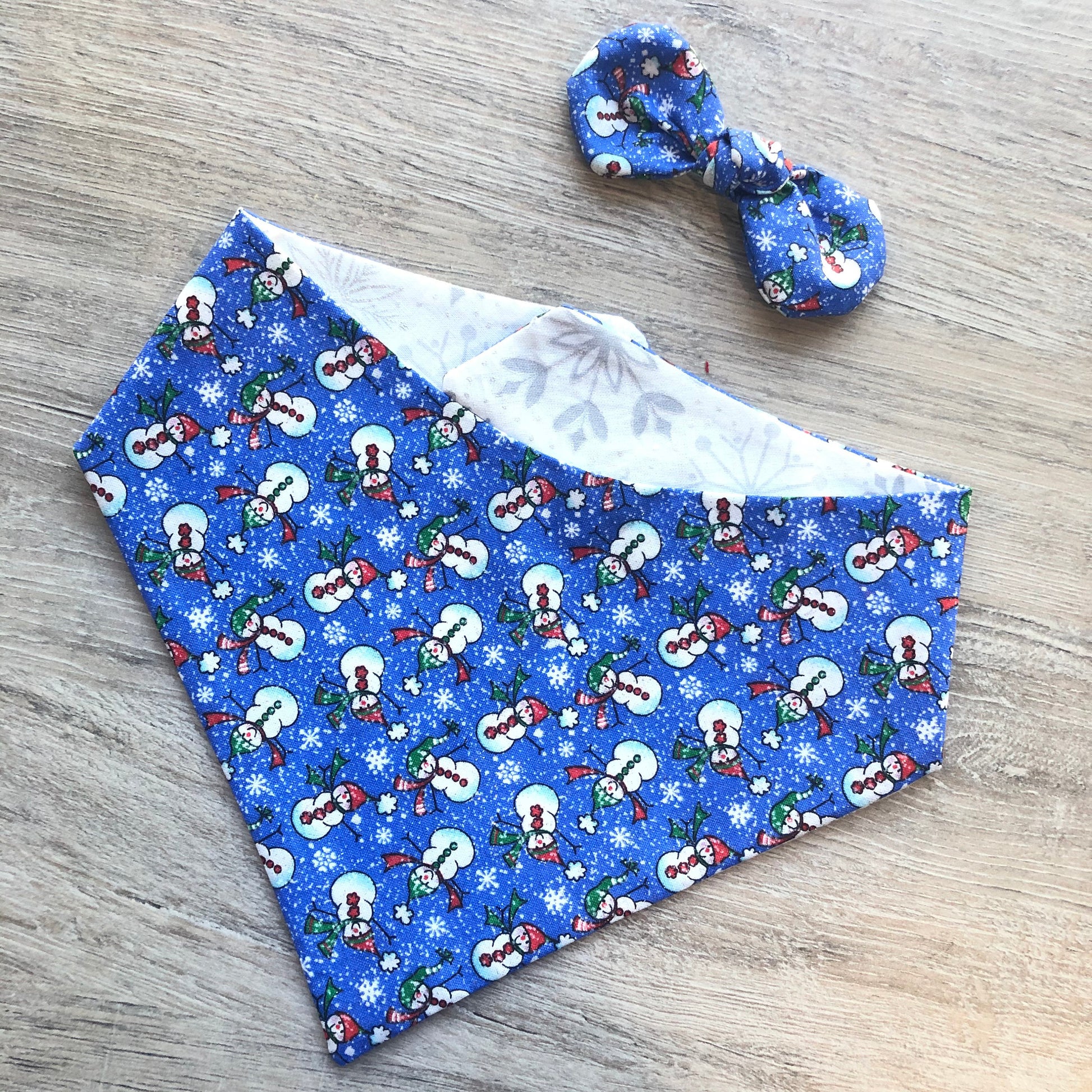 Christmas Dog Bandana, Tiny snowman snowflake