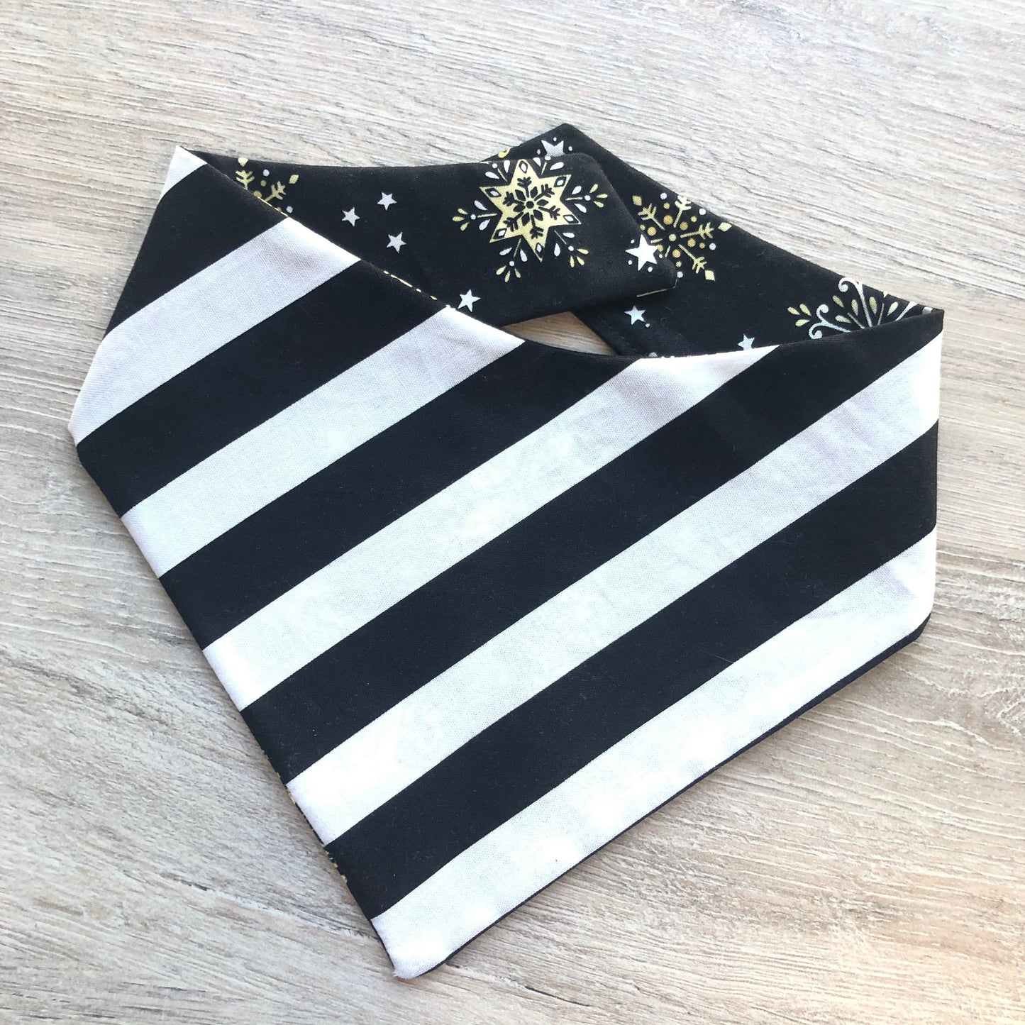 Holiday Snowflake Star Dog Bandana, Reversible Pet Scarf with Pompom