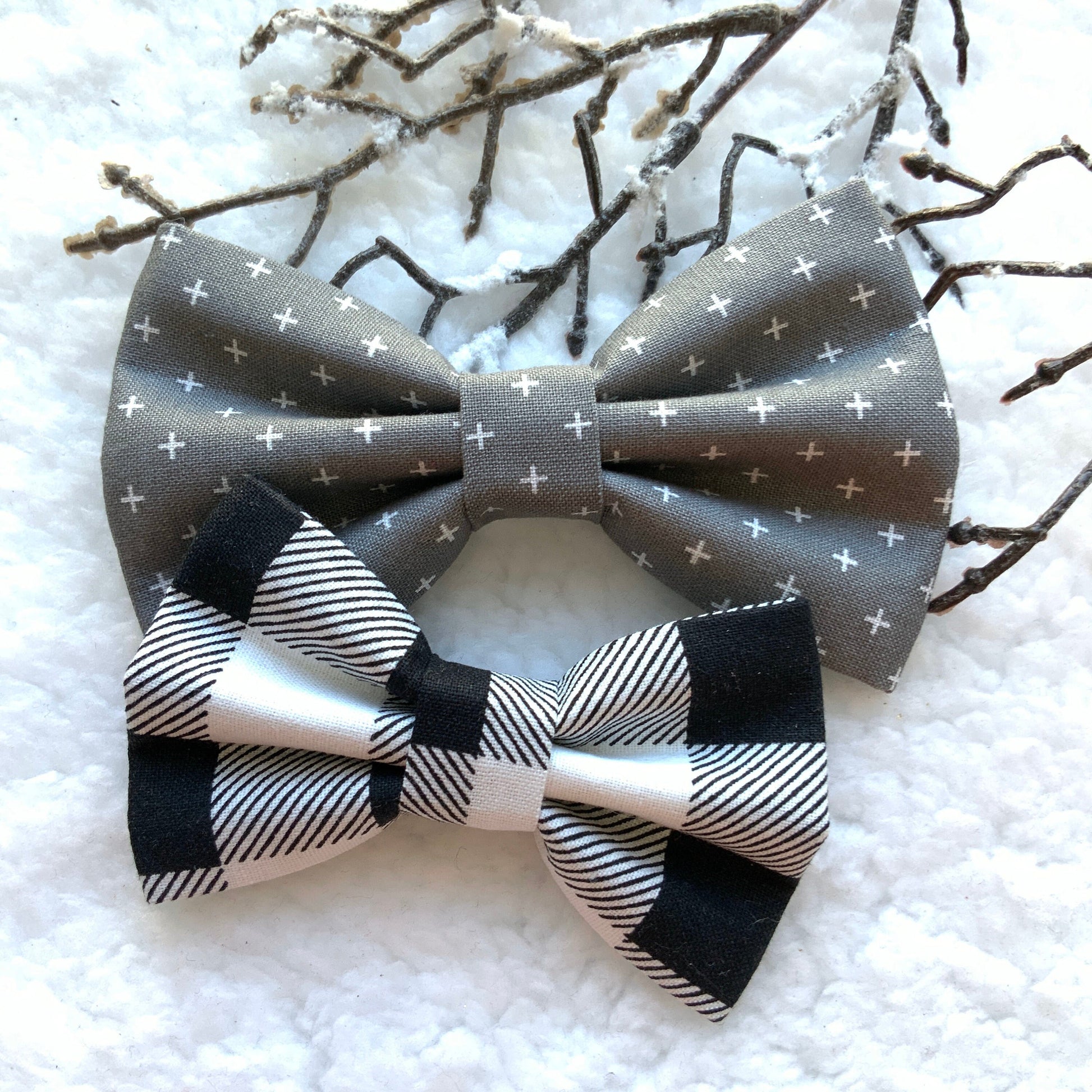 Christmas dog bowtie, Blak & White check bow tie Xmas bOwtie