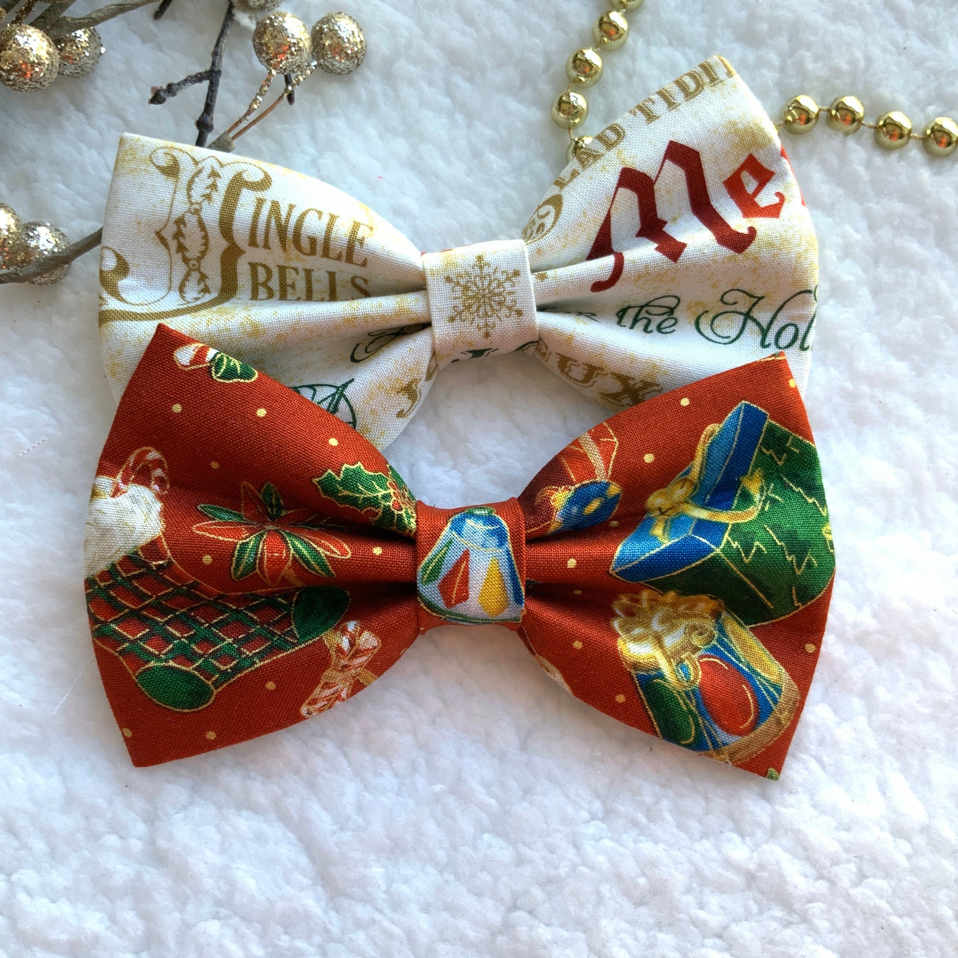 Christmas Dog Bowtie, Holiday Pet Collar Accessory