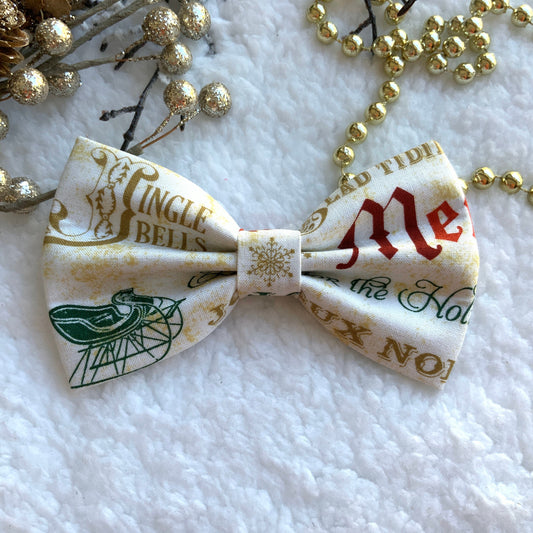 Christmas Dog Bowtie, Holiday Pet Collar Accessory