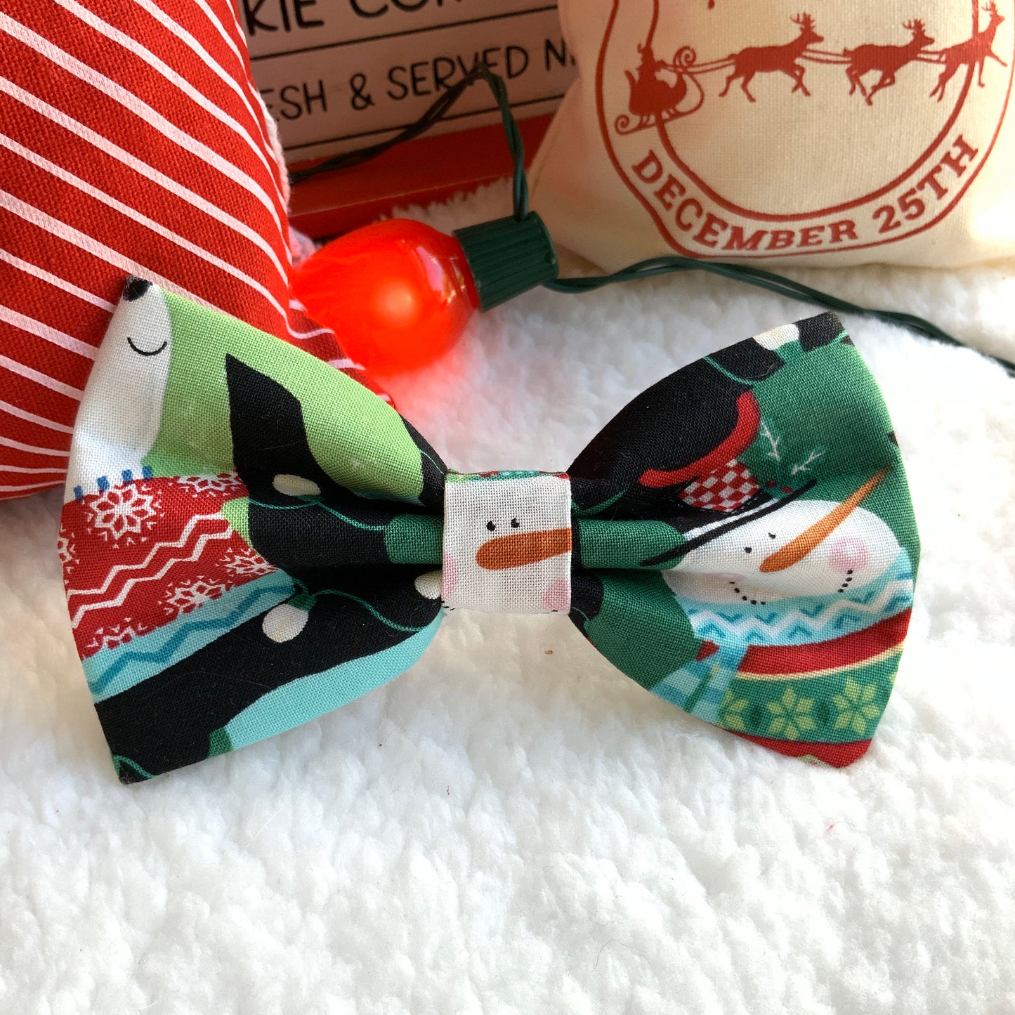 Christmas dog bowtie, Snowman bow tie Xmas bOwtie, ugly sweater