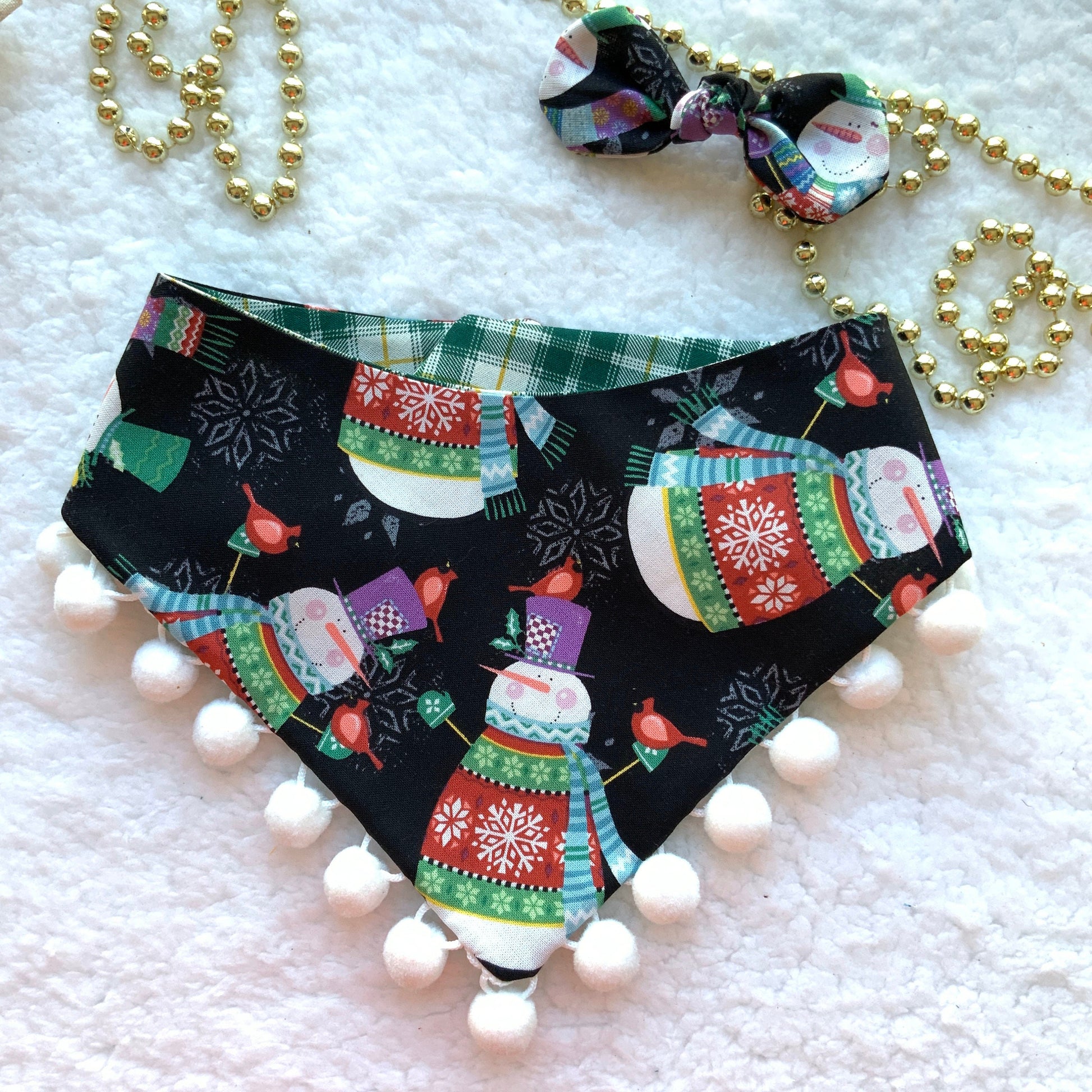 Christmas Dog Bandana, Snowman ugly sweater