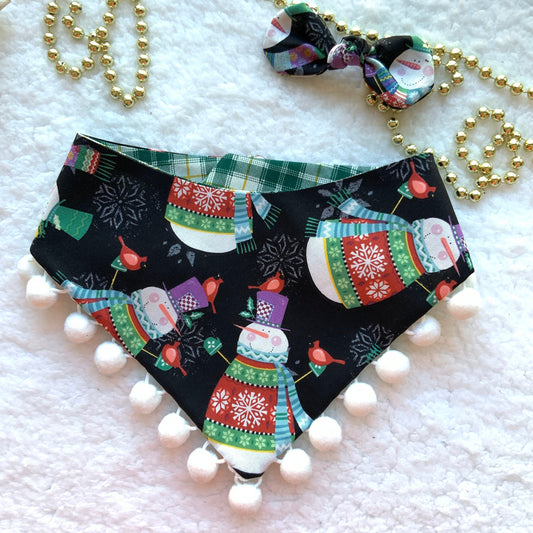 Christmas Dog Bandana, Snowman ugly sweater