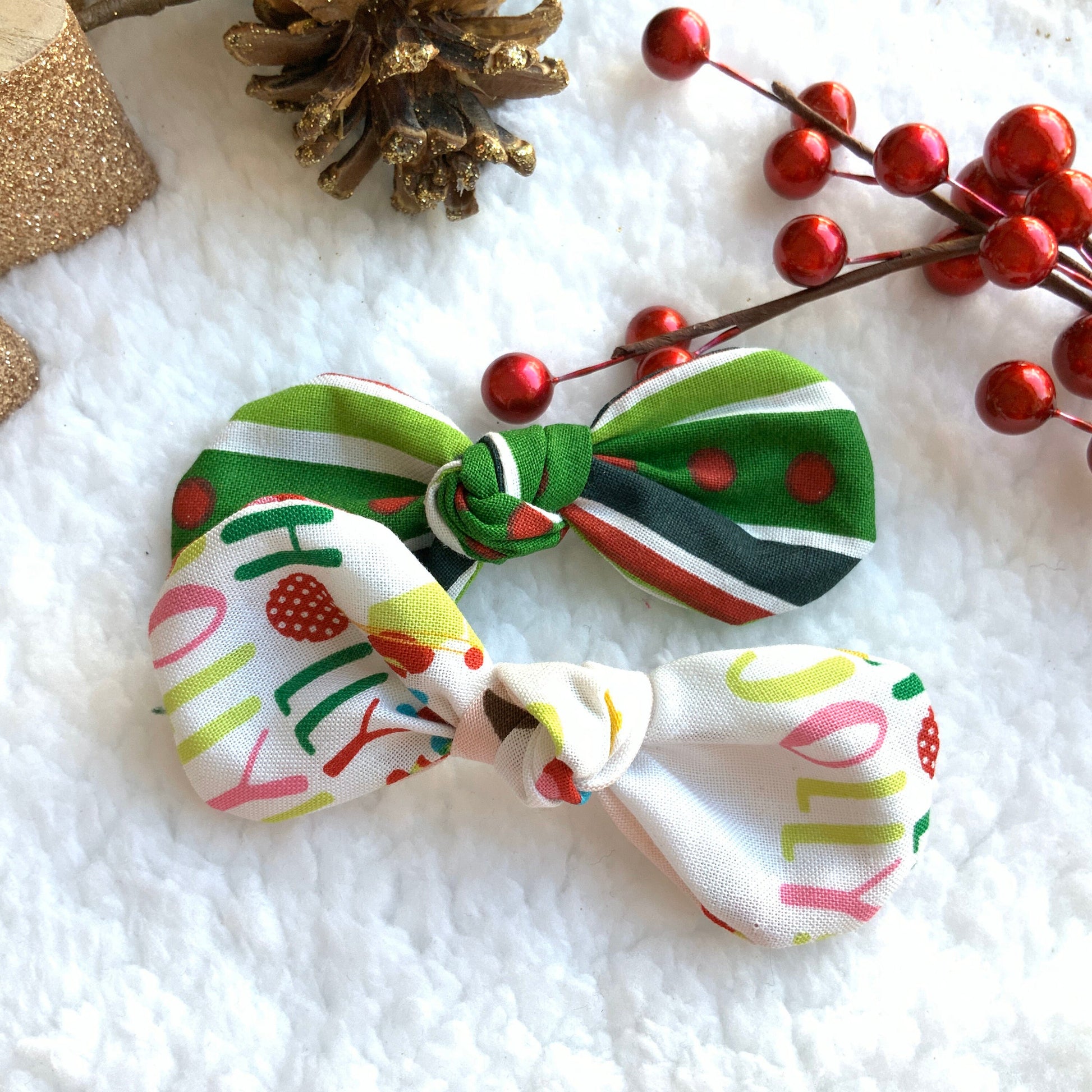 Christmas Dog Hair Bow Clip, Holiday Cotton Bow