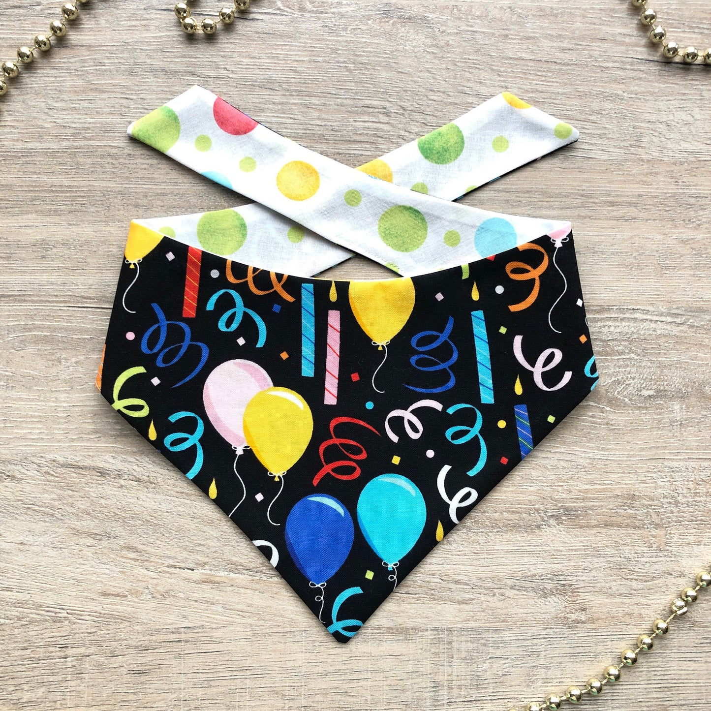 New! Happy Birthday Dog Bandana, Pet Scarf, snaps on, tie on, Season bandana, spring bandana, pom pom bandana, pet bandana