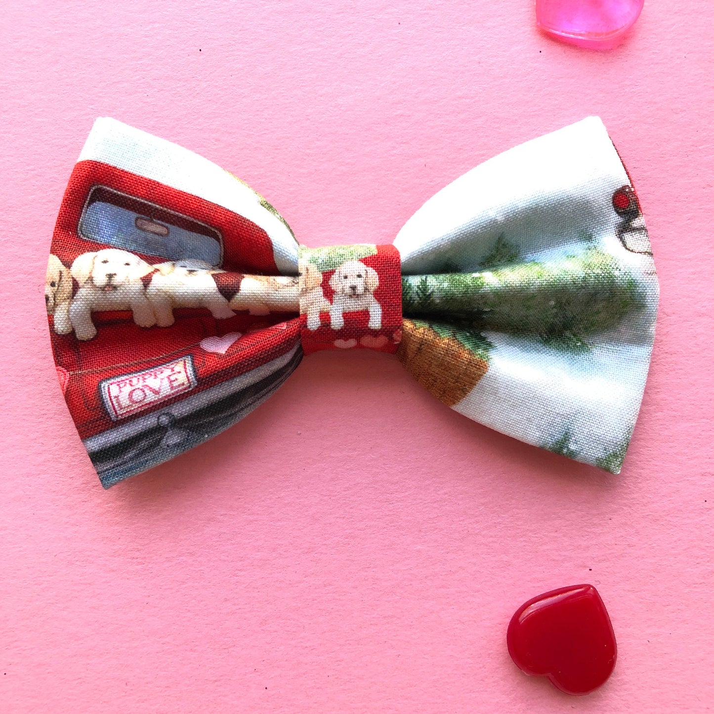 Valentine's Dog Bowtie, Puppy Love, Handmade Pet Collar Accessory