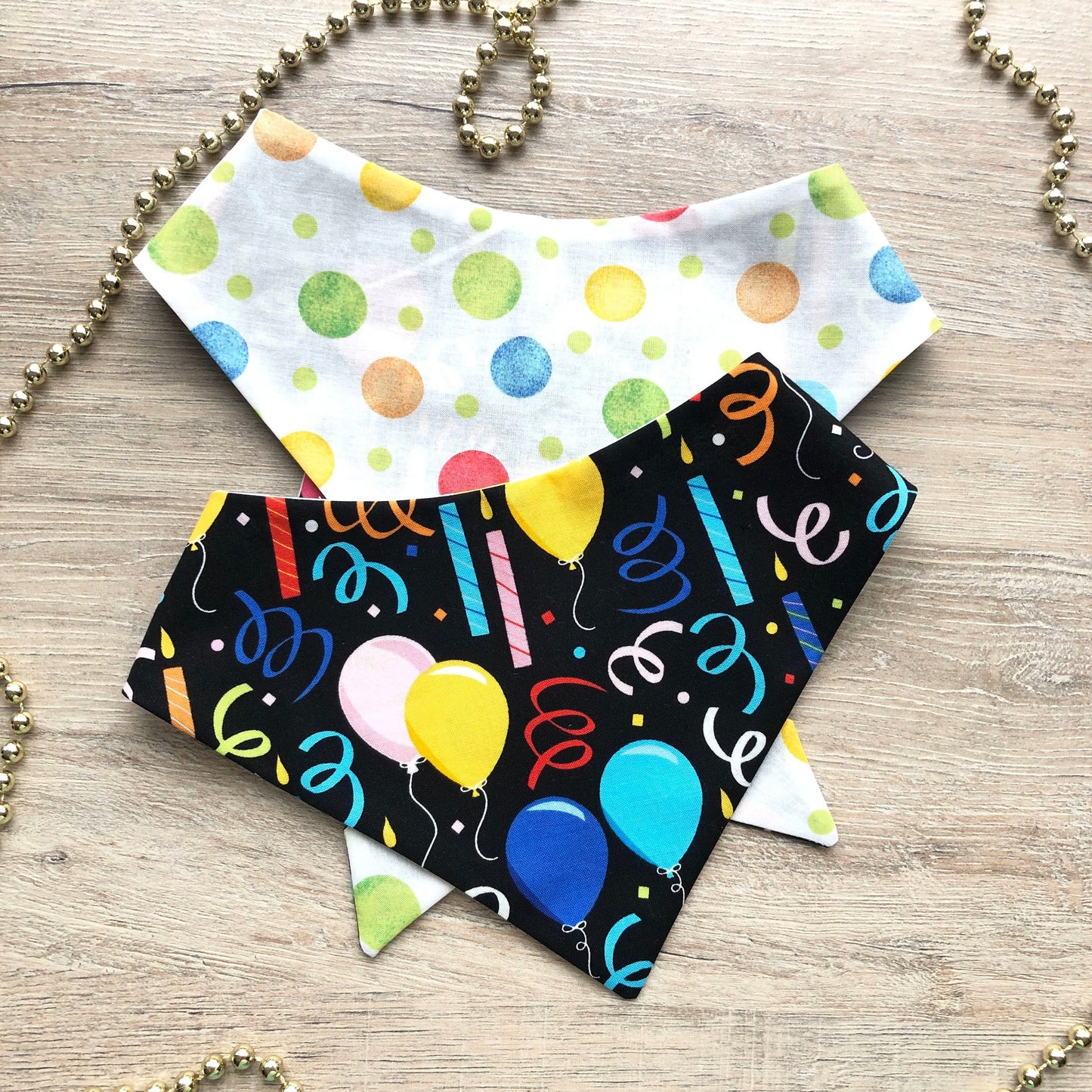 New! Happy Birthday Dog Bandana, Pet Scarf, snaps on, tie on, Season bandana, spring bandana, pom pom bandana, pet bandana
