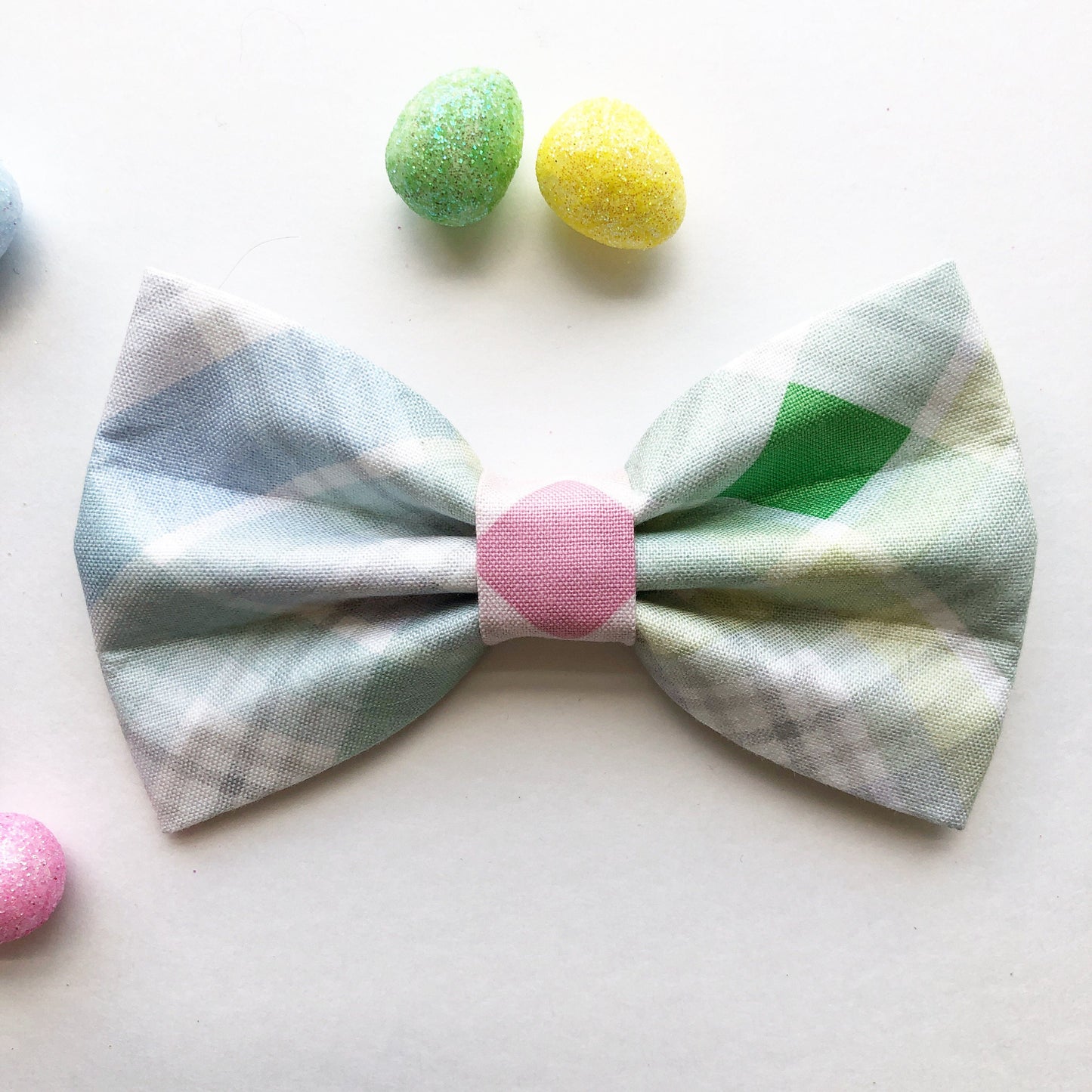 Pastel Plaid Dog Bowtie, Spring Pet Collar Accessory