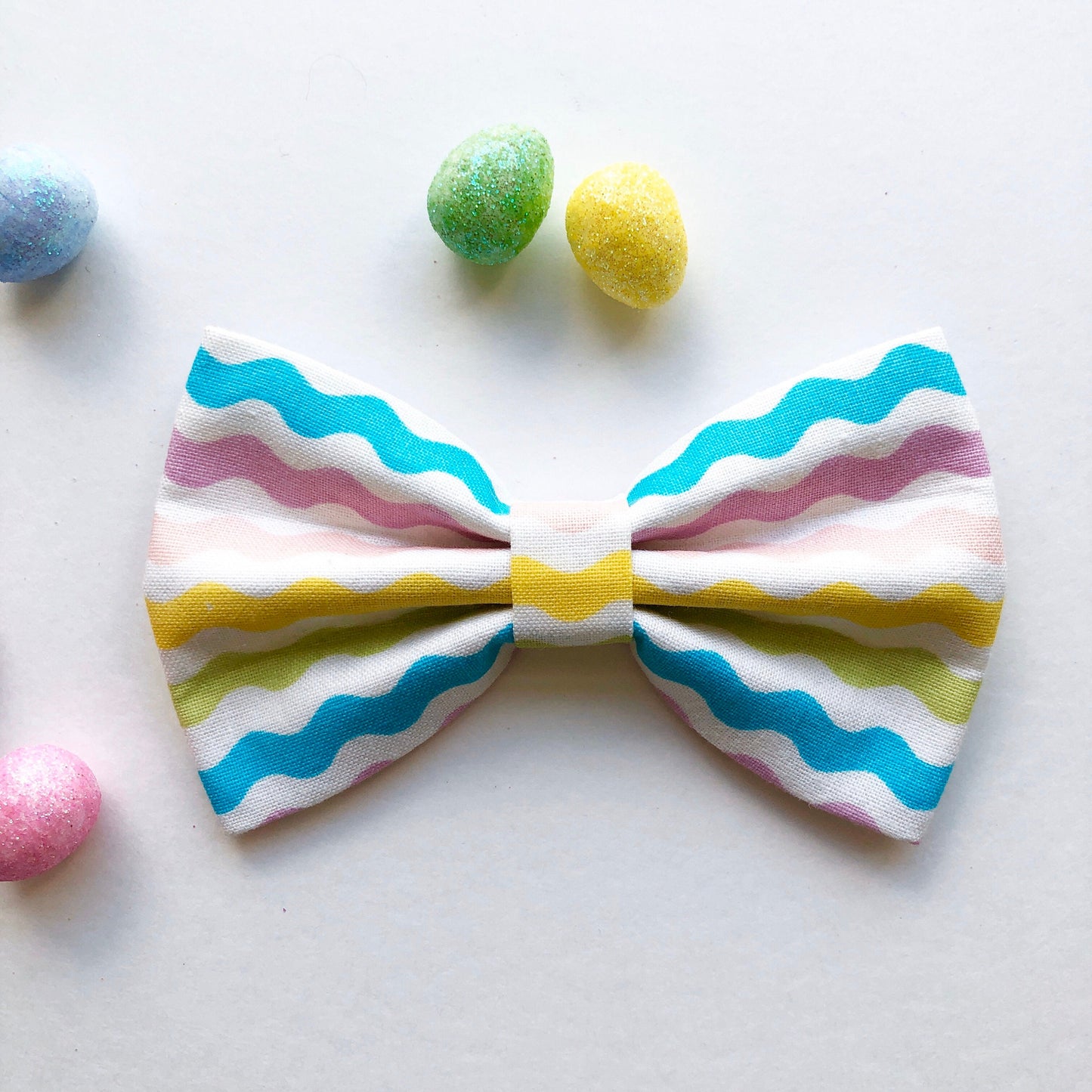 Stripe Pastel Easter Dog Bowtie, Spring Pet Collar Accessory