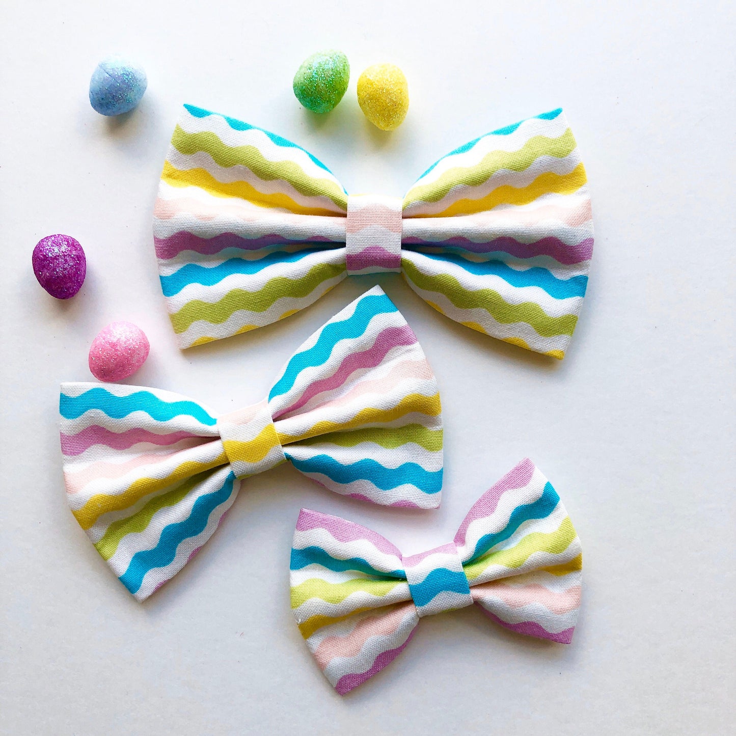 Stripe Pastel Easter Dog Bowtie, Spring Pet Collar Accessory