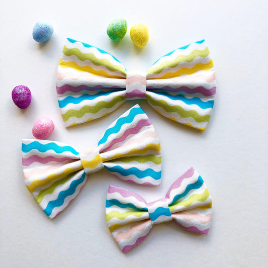 Stripe Pastel Easter Dog Bowtie, Spring Pet Collar Accessory