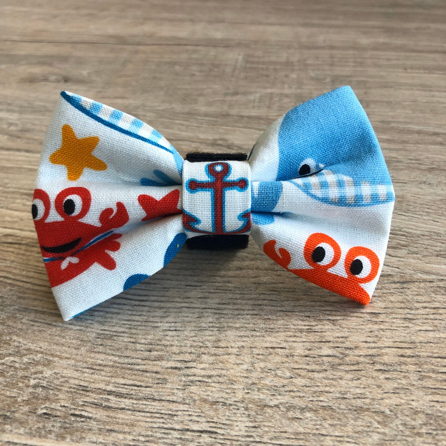 Crabs and Whales Dog Bow Tie, Nautical Puppy Accessory