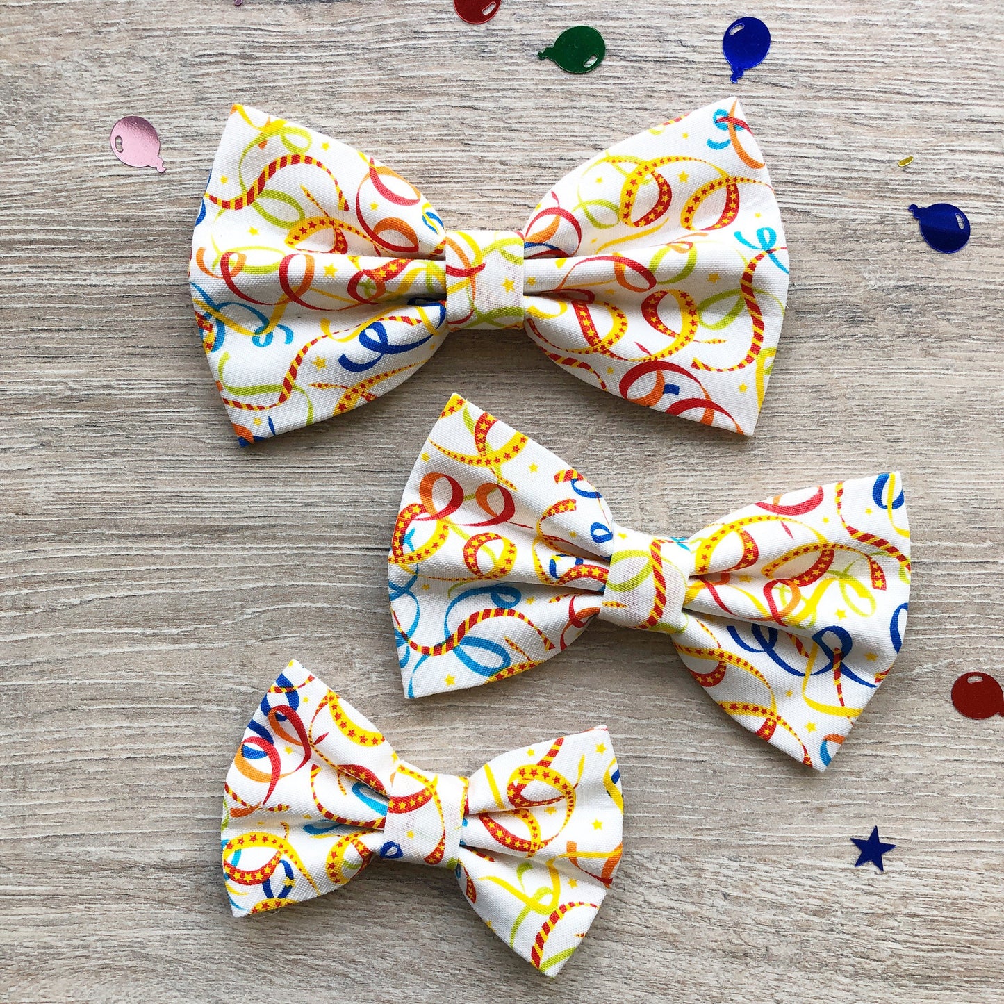 Confetti Birthday Dog Bowtie, Party Pet Collar Accessory