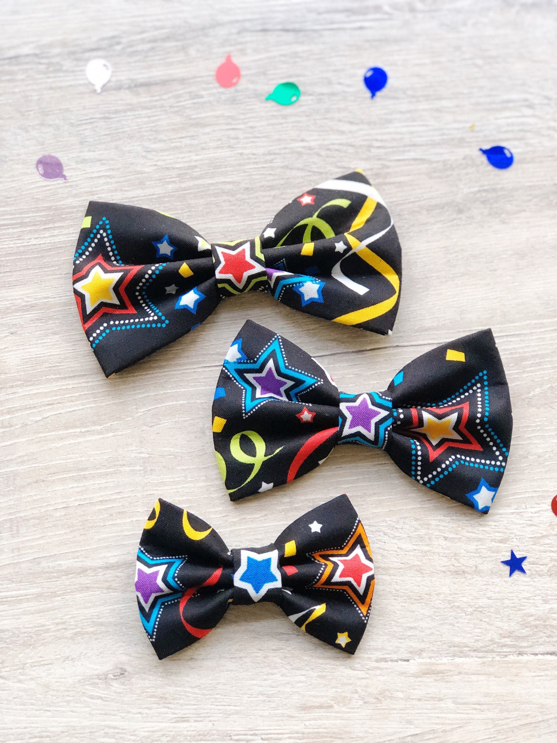 Birthday Dog Bowtie, Stars Confetti, Pet Collar Accessory
