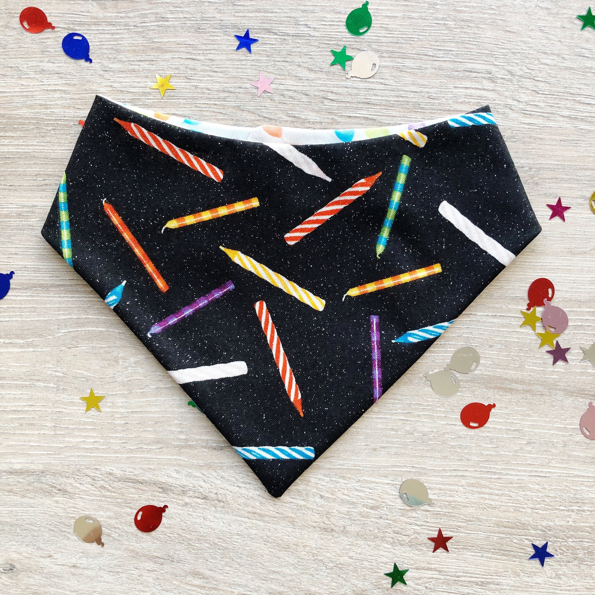Birthday Dog Bandana, Candle Lights, Balloons, Snap-On or Tie-On