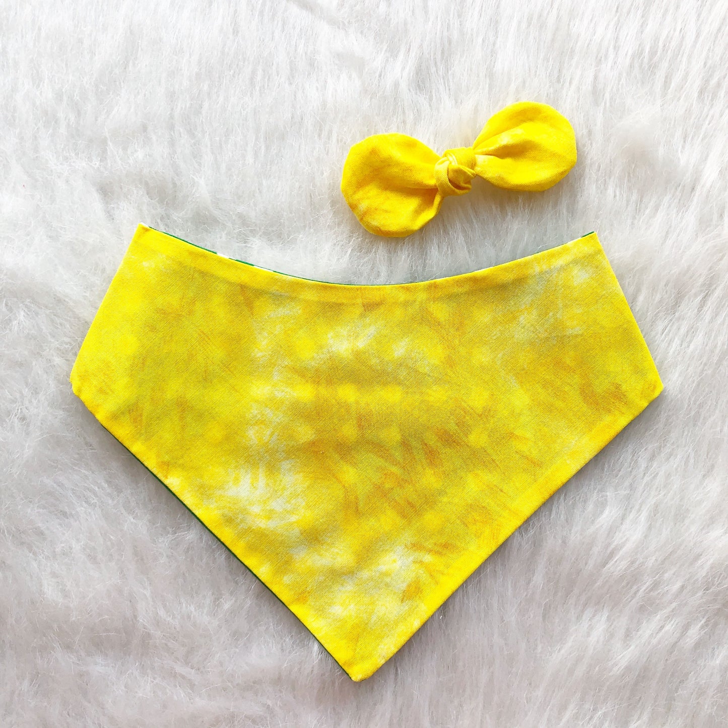Green and Yellow Polka dot Dog Bandana