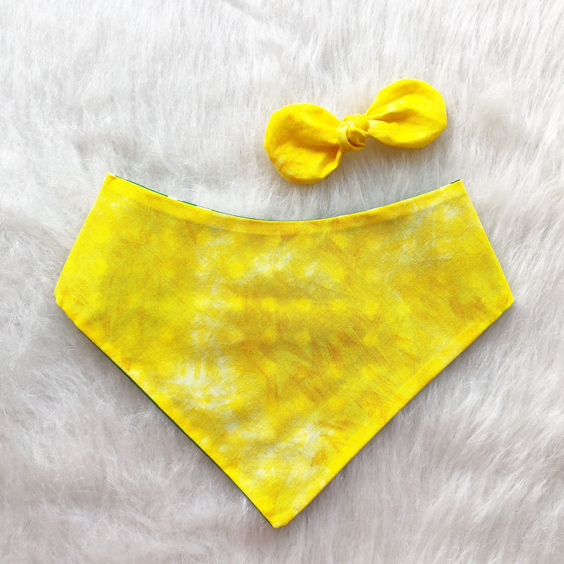 Green and Yellow Polka dot Dog Bandana