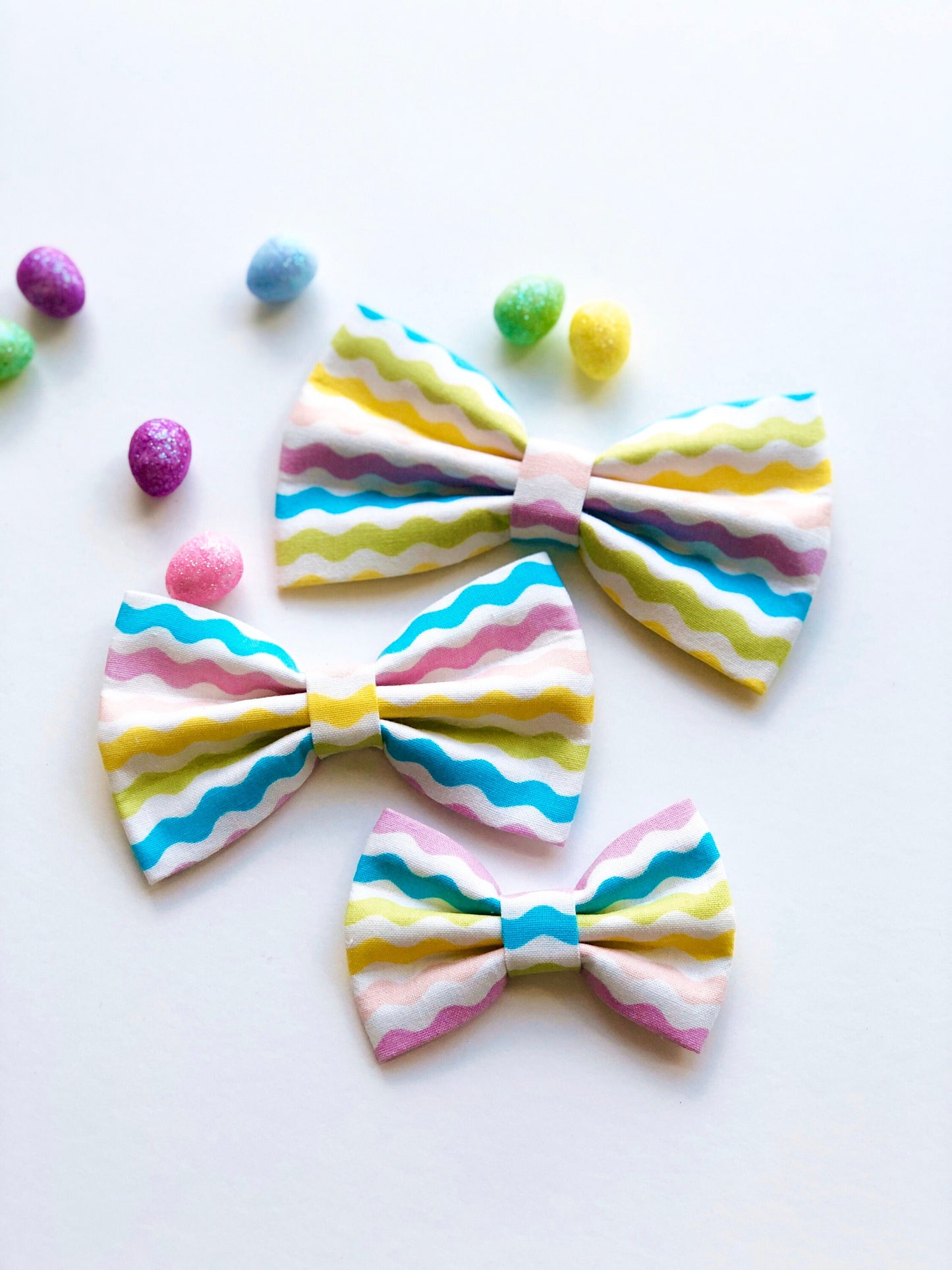 Stripe Pastel Easter Dog Bowtie, Spring Pet Collar Accessory
