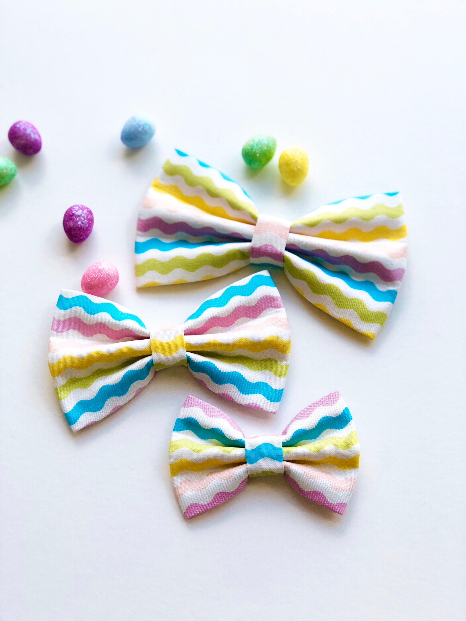 Stripe Pastel Easter Dog Bowtie, Spring Pet Collar Accessory