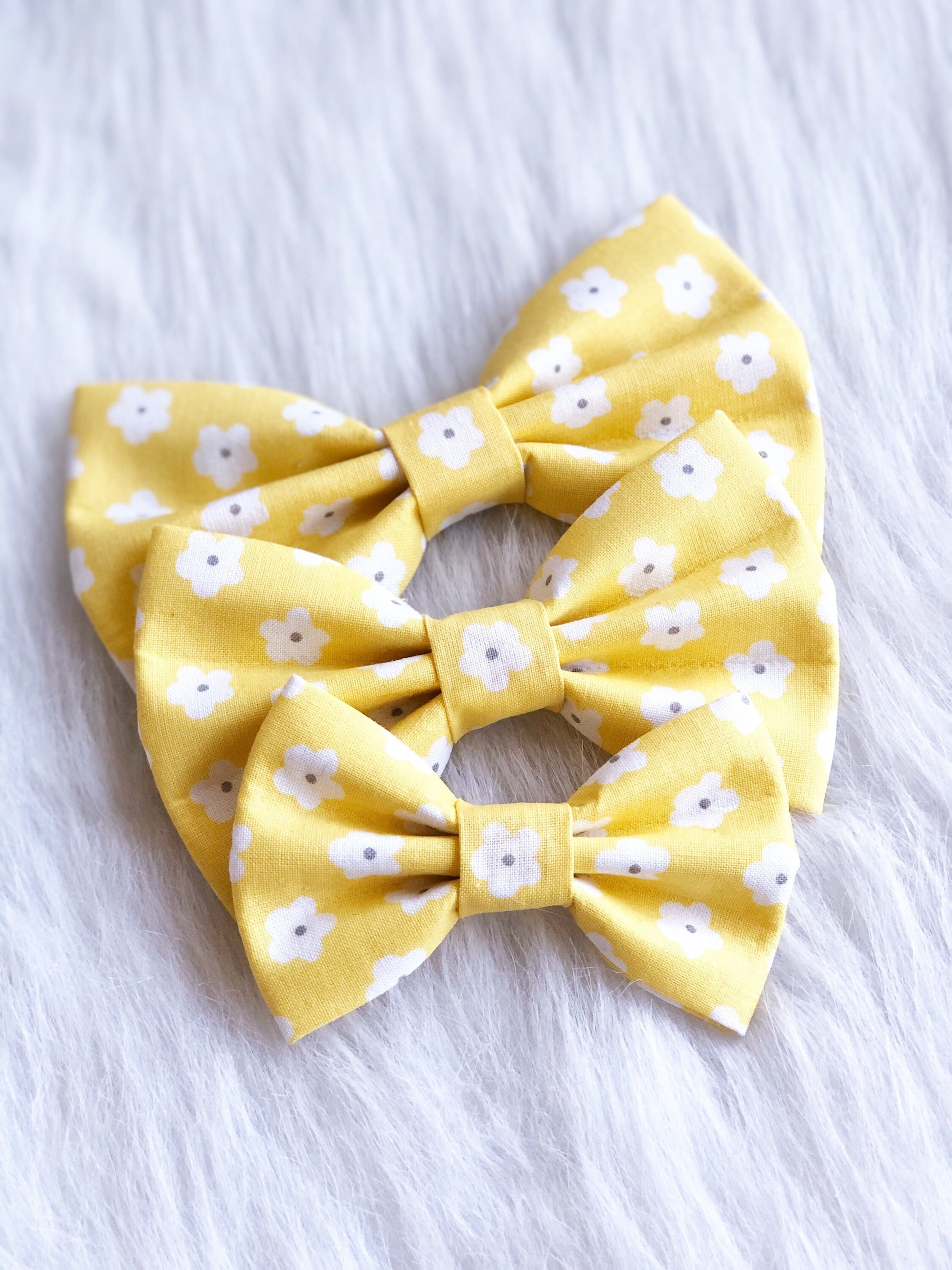 Floral Dog Bow Tie, Yellow Daisy Pet Collar Accessory