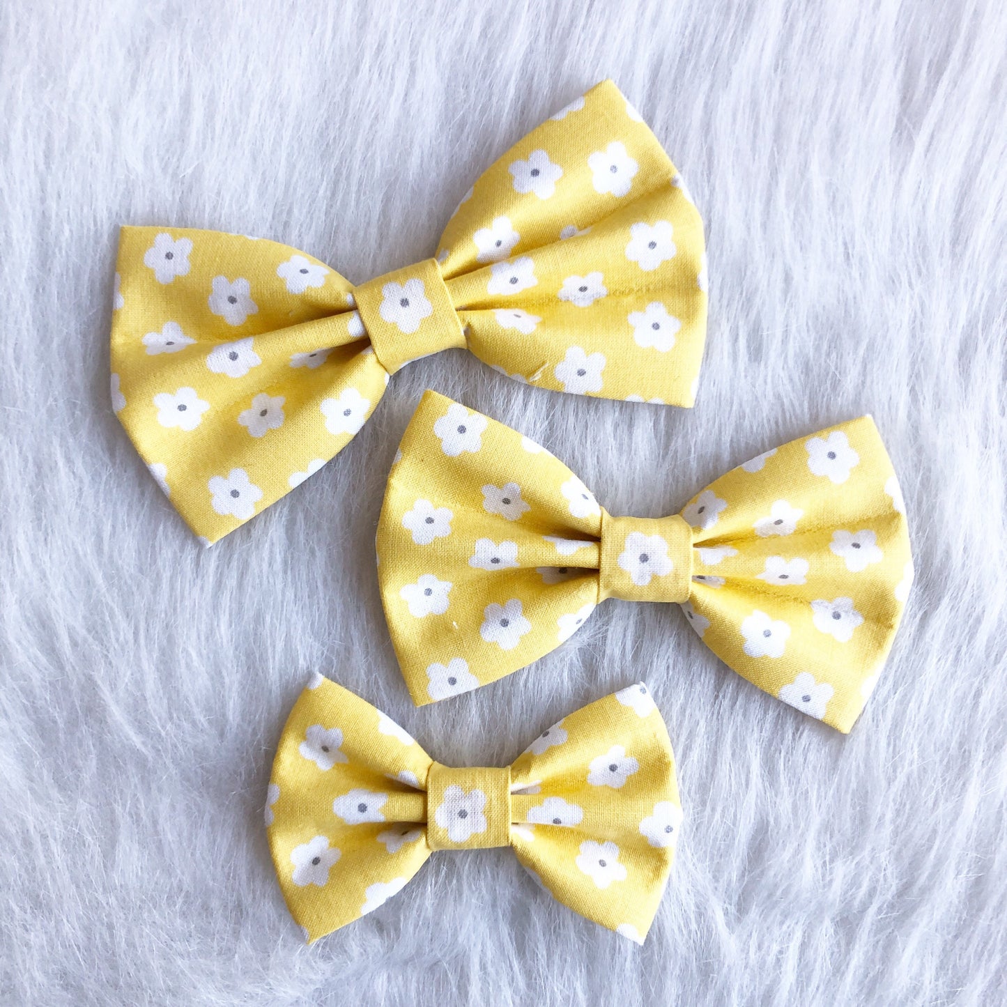 Floral Dog Bow Tie, Yellow Daisy Pet Collar Accessory