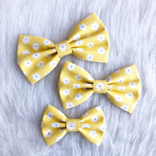 Floral Dog Bow Tie, Yellow Daisy Pet Collar Accessory