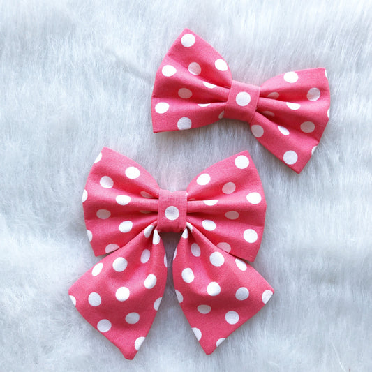 Light Pink Polka Dot Dog Bow Tie, Pet Collar Accessory