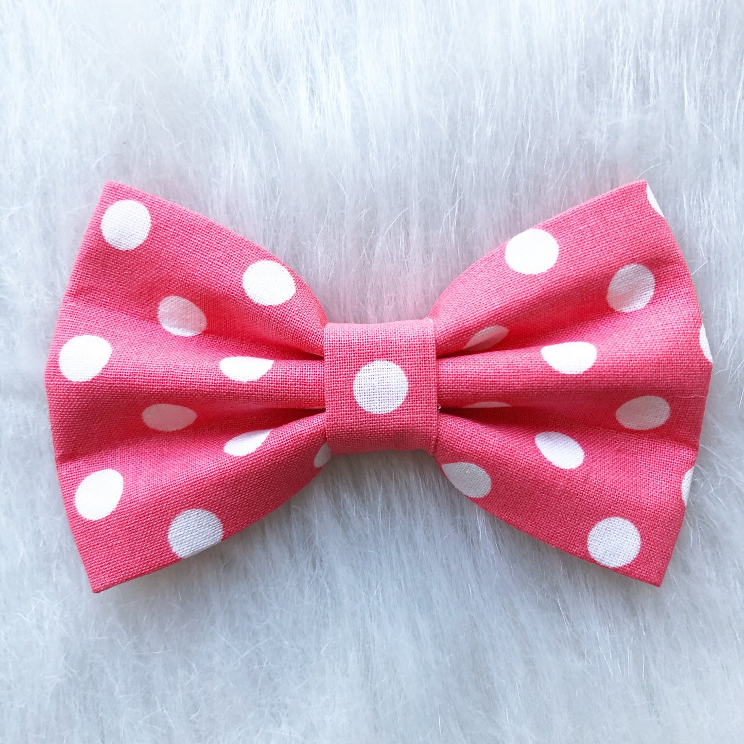 Light Pink Polka Dot Dog Bow Tie, Pet Collar Accessory