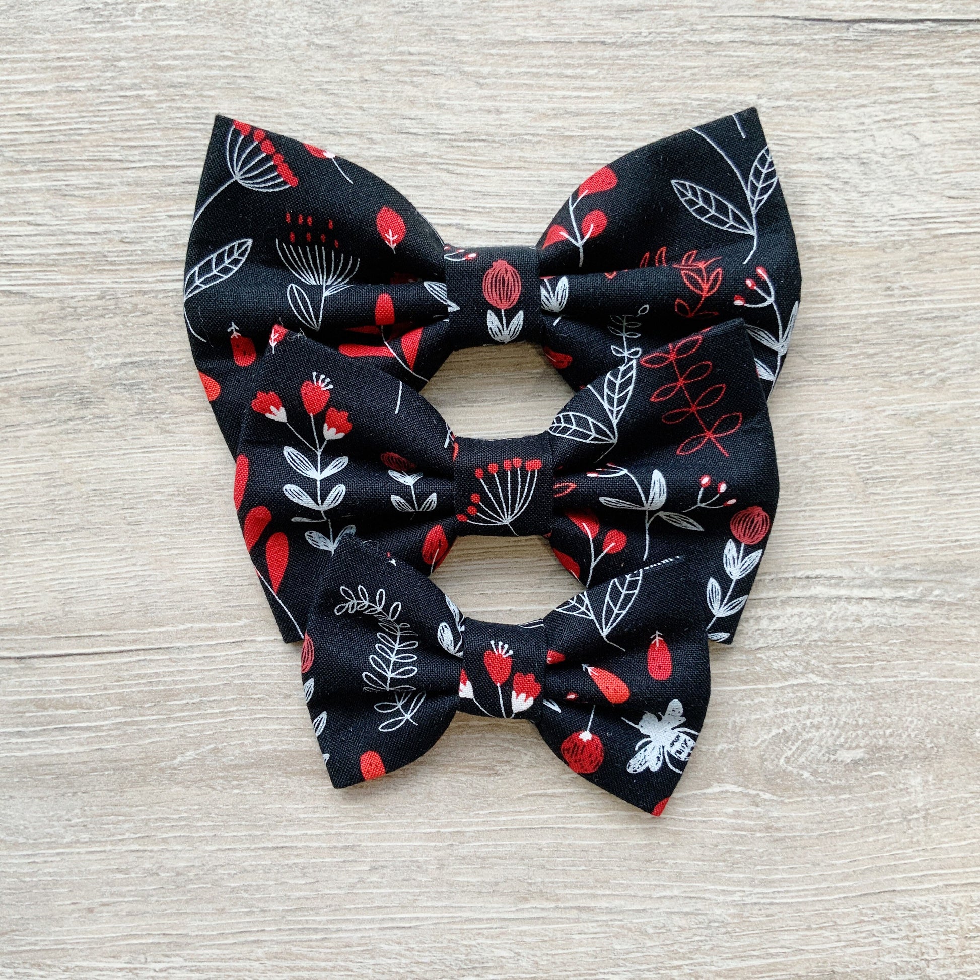 Black and Red floral dog bow tie