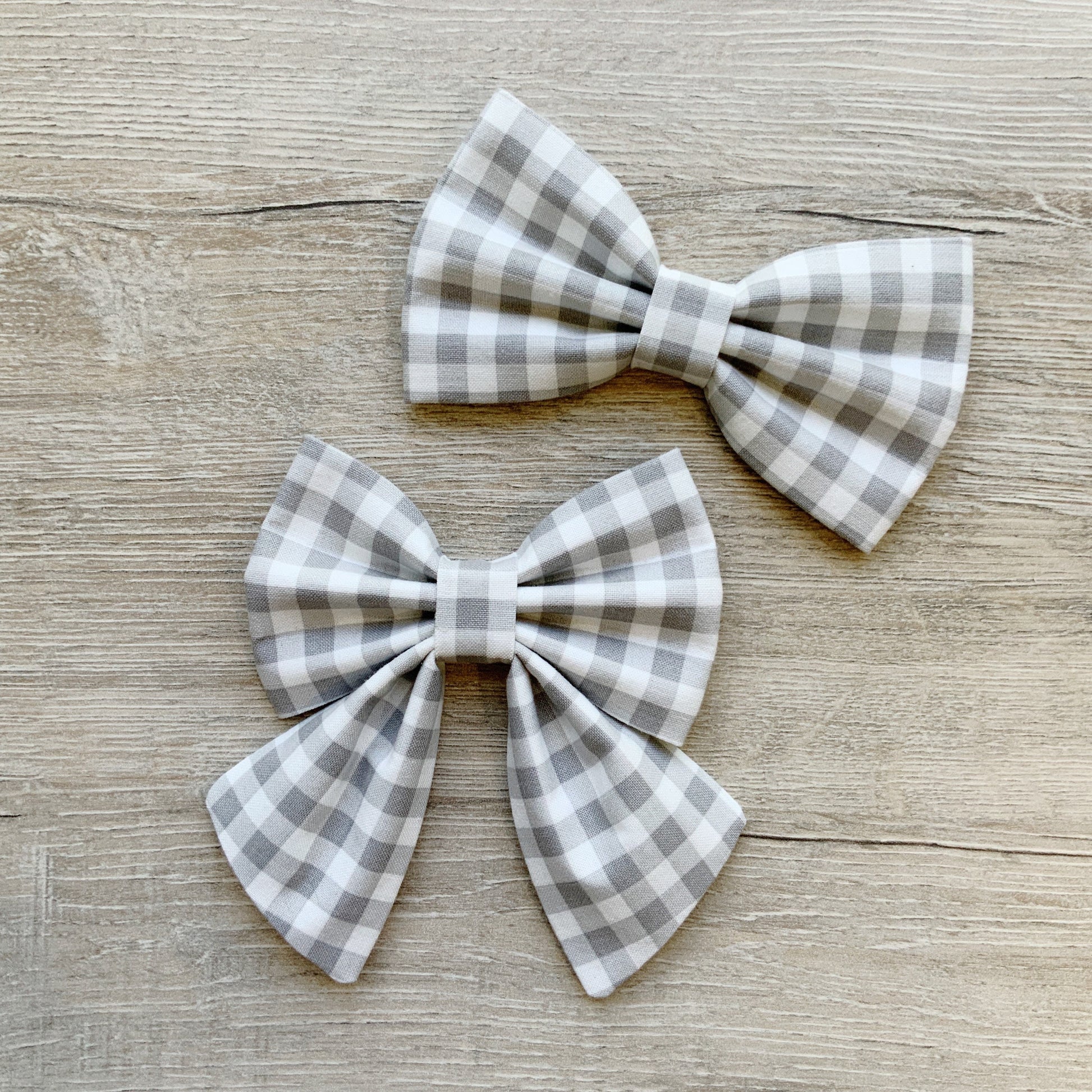 Gray Gingham Dog Bow Tie, Handmade Pet Collar Accessory